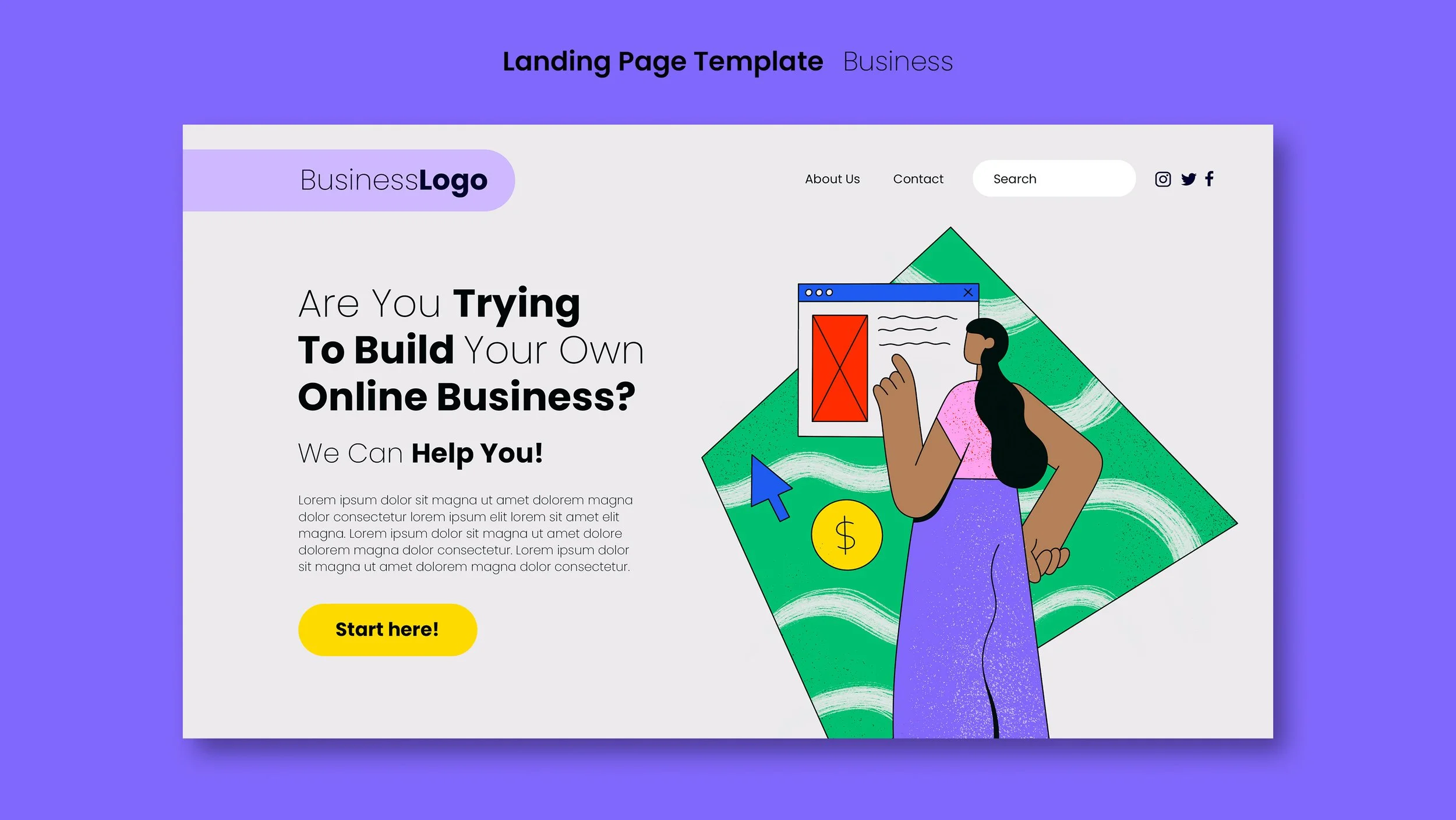 graphic business landing page template