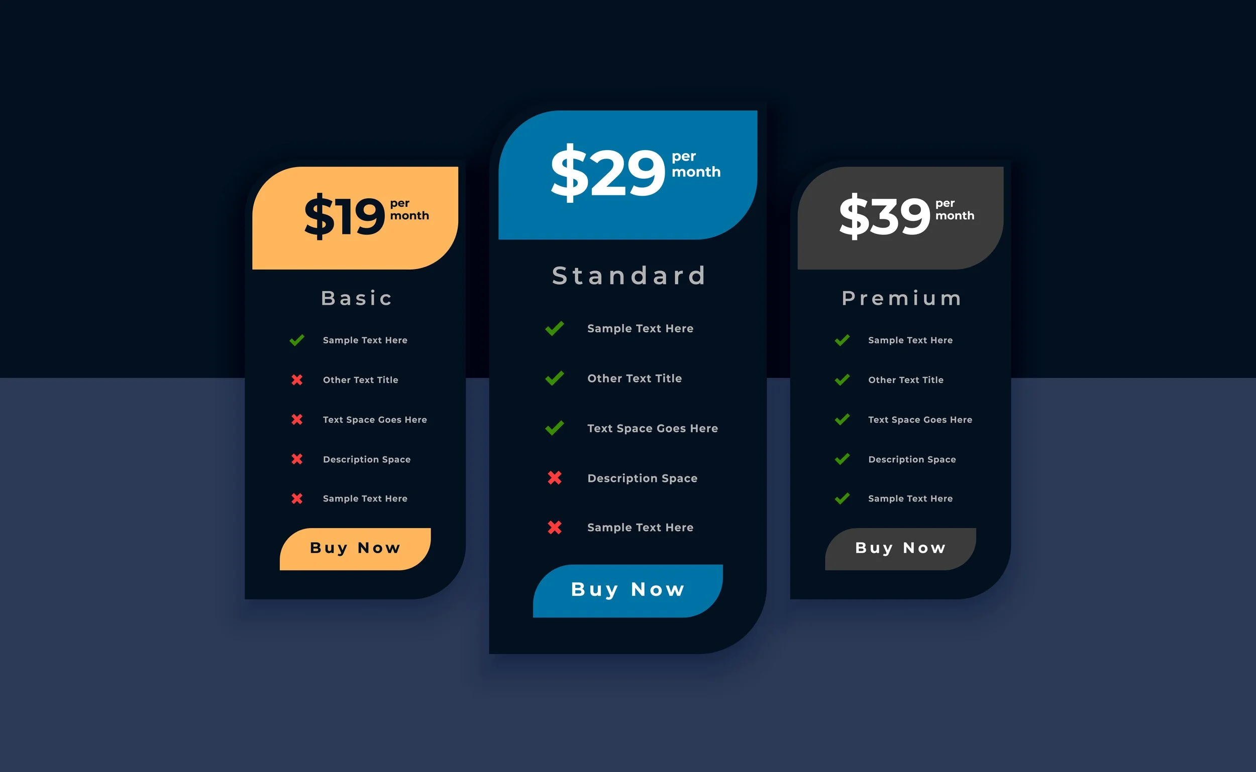 Pricing table template