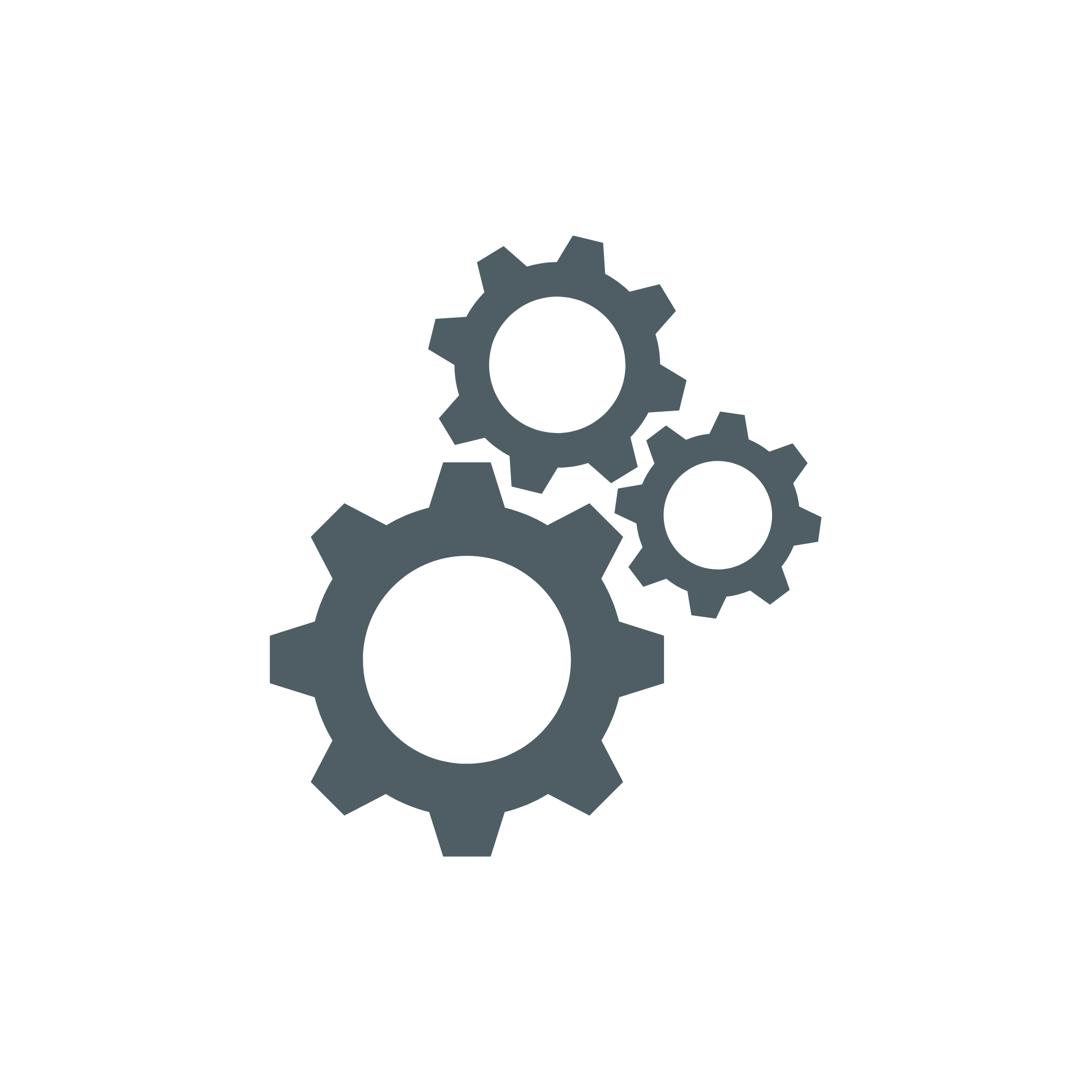 Illustration of gears inside a circular frame.
