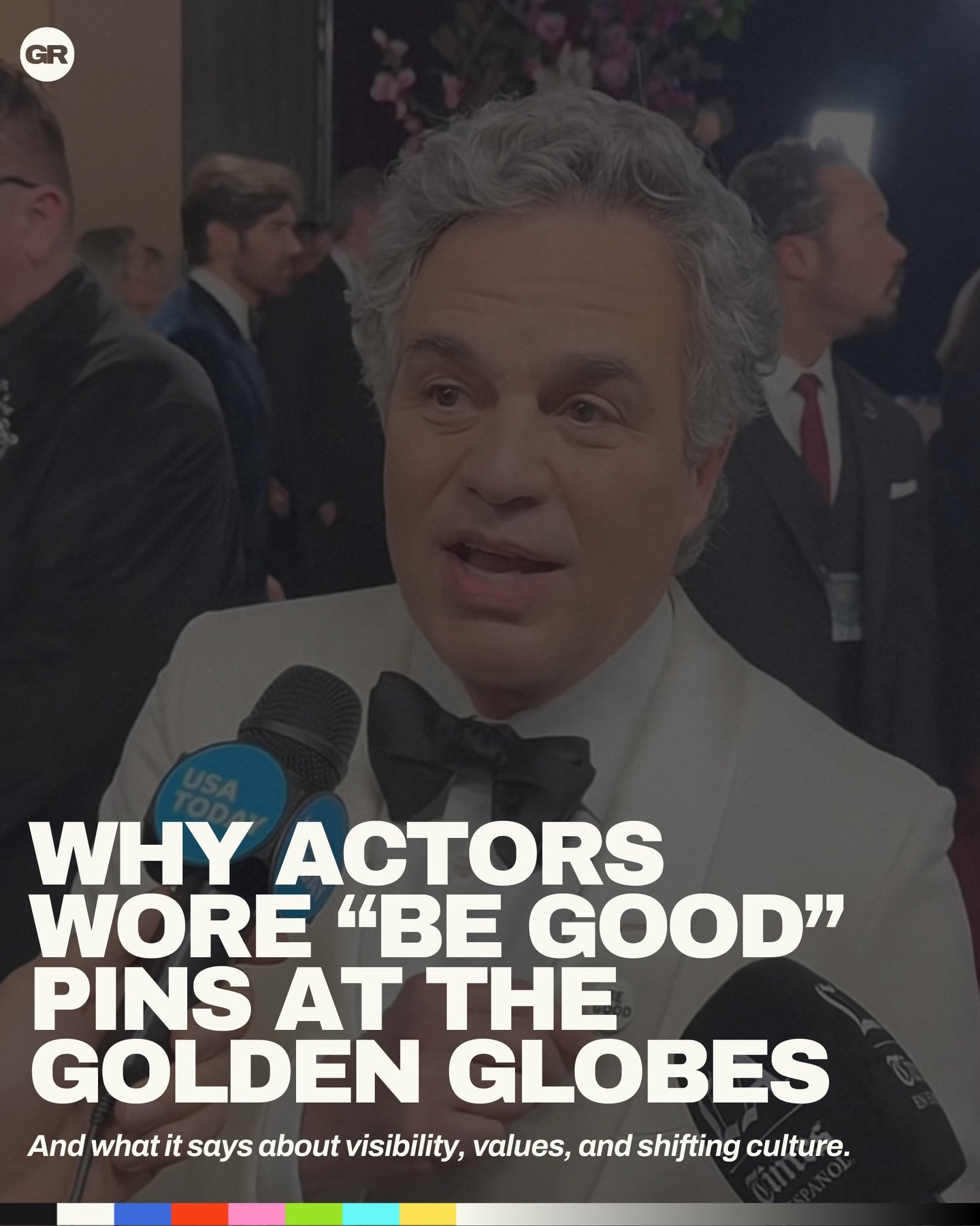 At this years Golden Globes, we saw actors like @markruffalo and @iamwandasykes wearing &ldquo;BE GOOD&rdquo; &amp; &ldquo;ICE OUT&rdquo; pins on the red carpet. 

A small but deliberate gesture, honouring Ren&eacute;e Nicole Good and bringing a refu