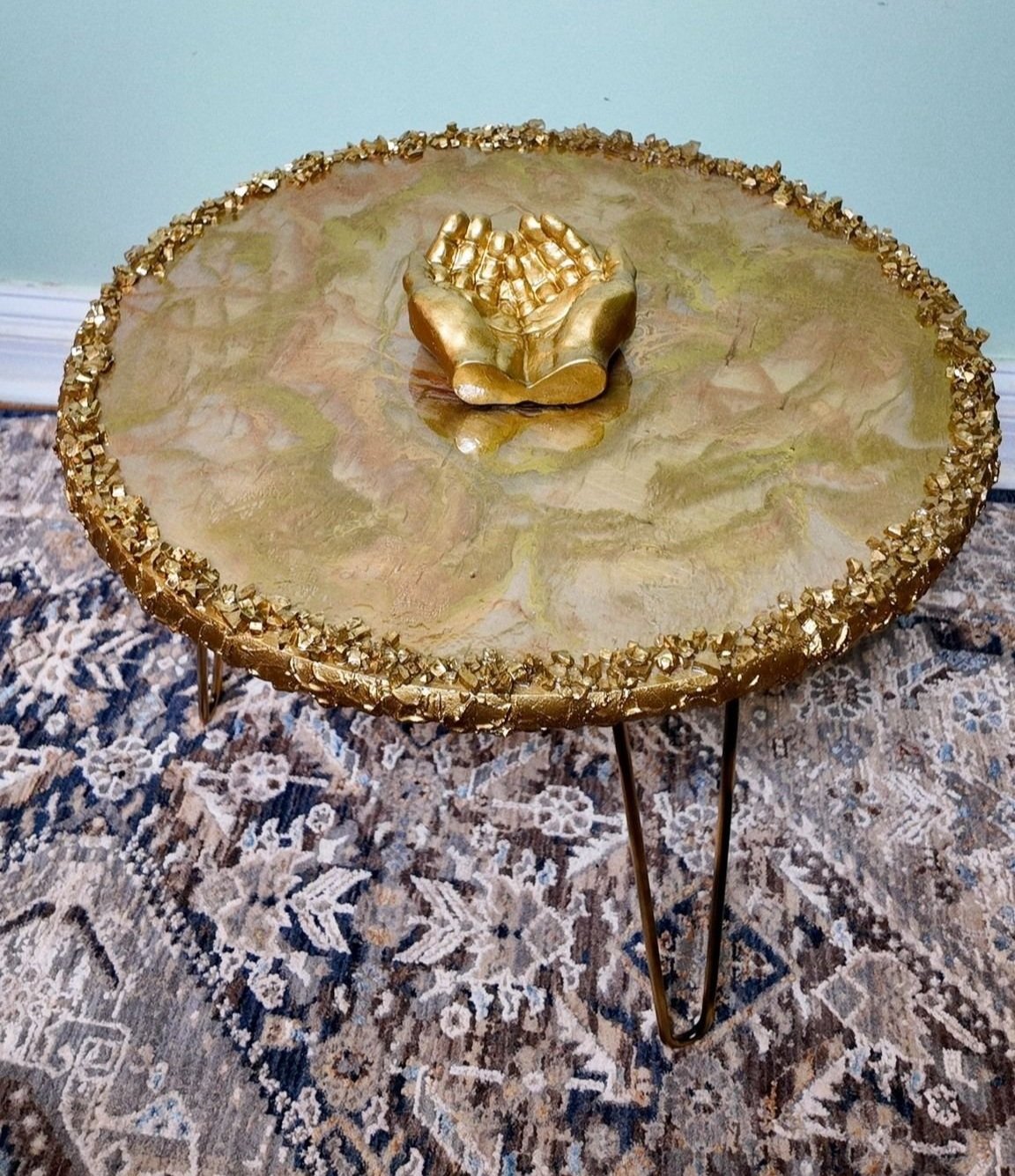Gilded Ethereal Hands Accent Table
