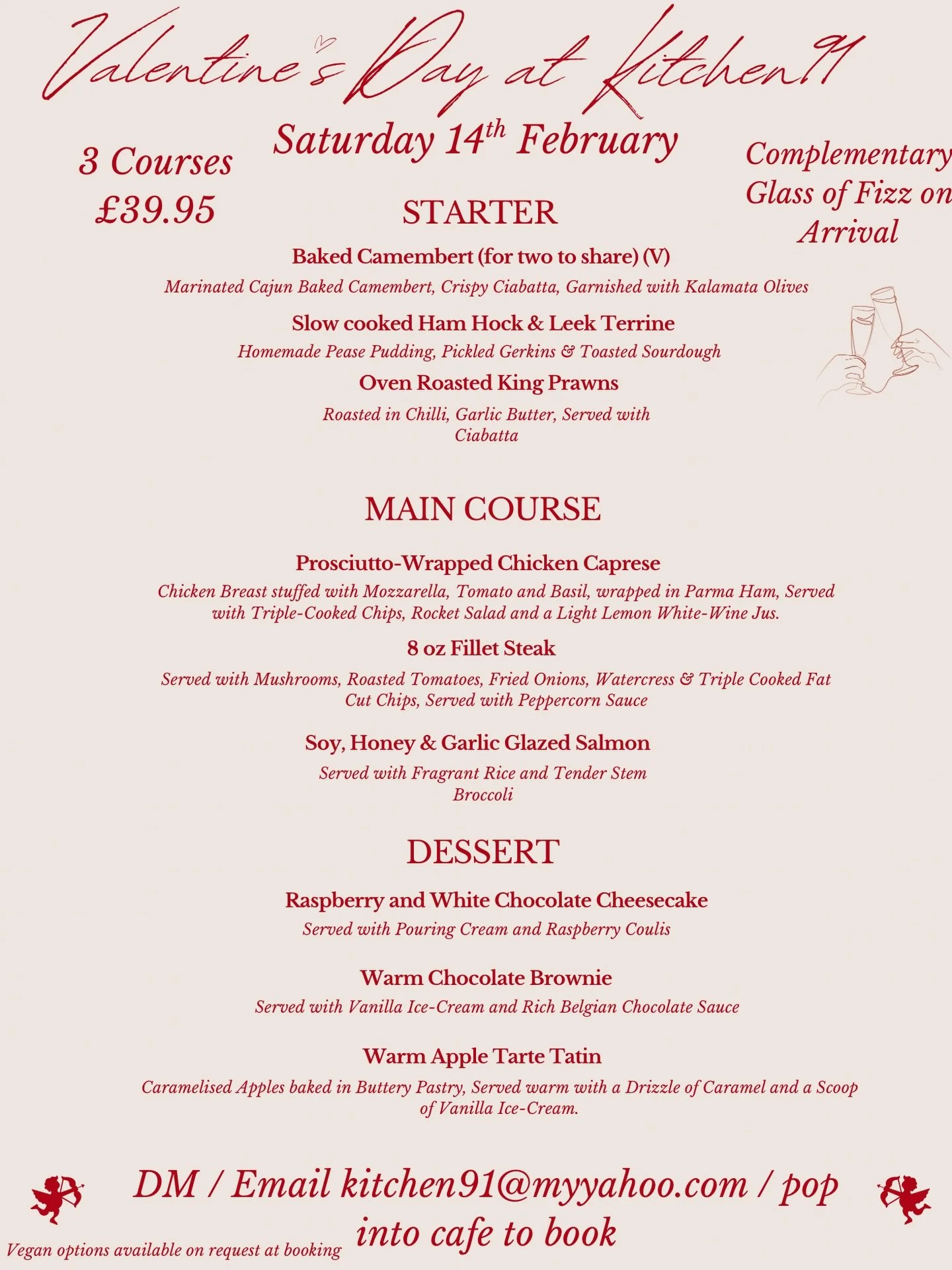 Celebrate love this year at Kitchen91💘✨🤍

DM/Email/Pop in to book! 
Bookings available from 6pm onwards💕