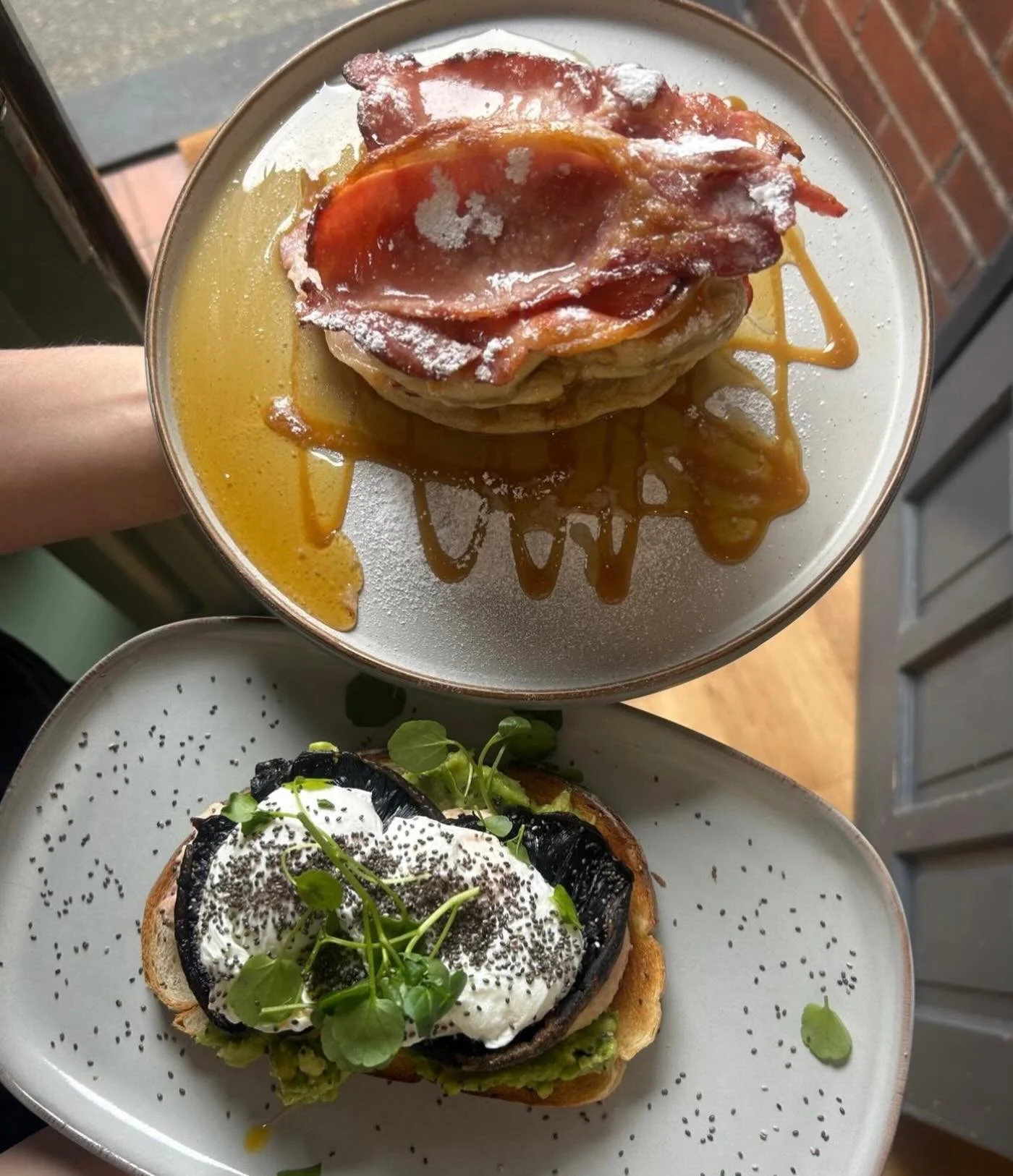 Start your day the right way @kitchen91monkseaton 🥞🥓🥑🍄&zwj;🟫✨🤍

Served until 12 every day💫

#newcastlefoodies #kitchen91 #whitleybay