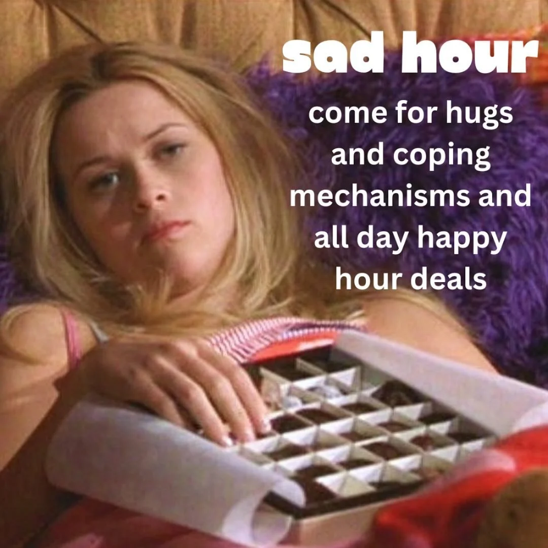 Sad hour at blinky&rsquo;s today. Sigh. 

We&rsquo;ll have happy hour prices all day long today. Stop by and hug and cry and be with people who can maybe share some coping mechanisms or at least complain with you. Stay safe everyone. Sending love fro