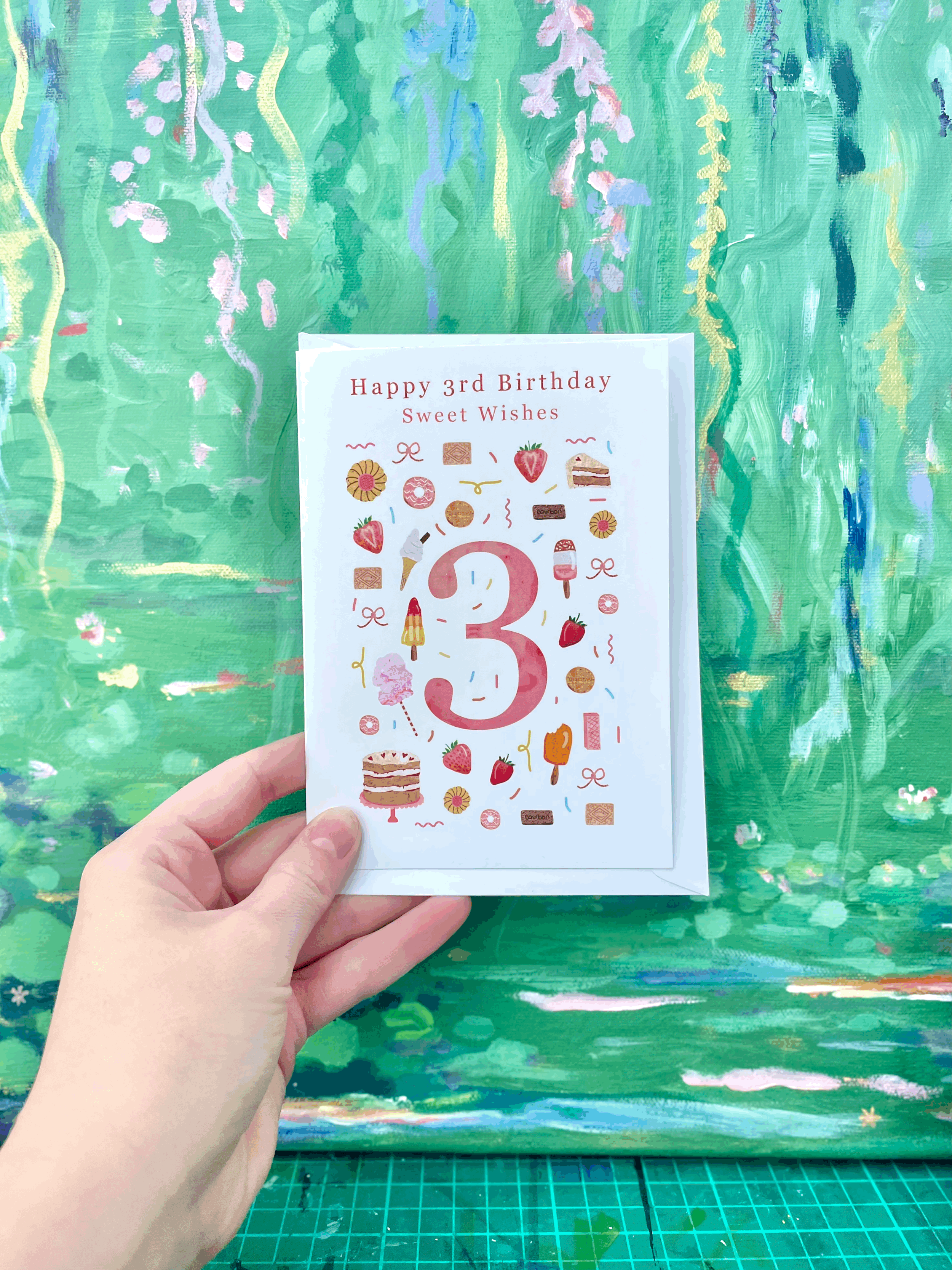 'Sweet Wishes', 3rd Birthday card