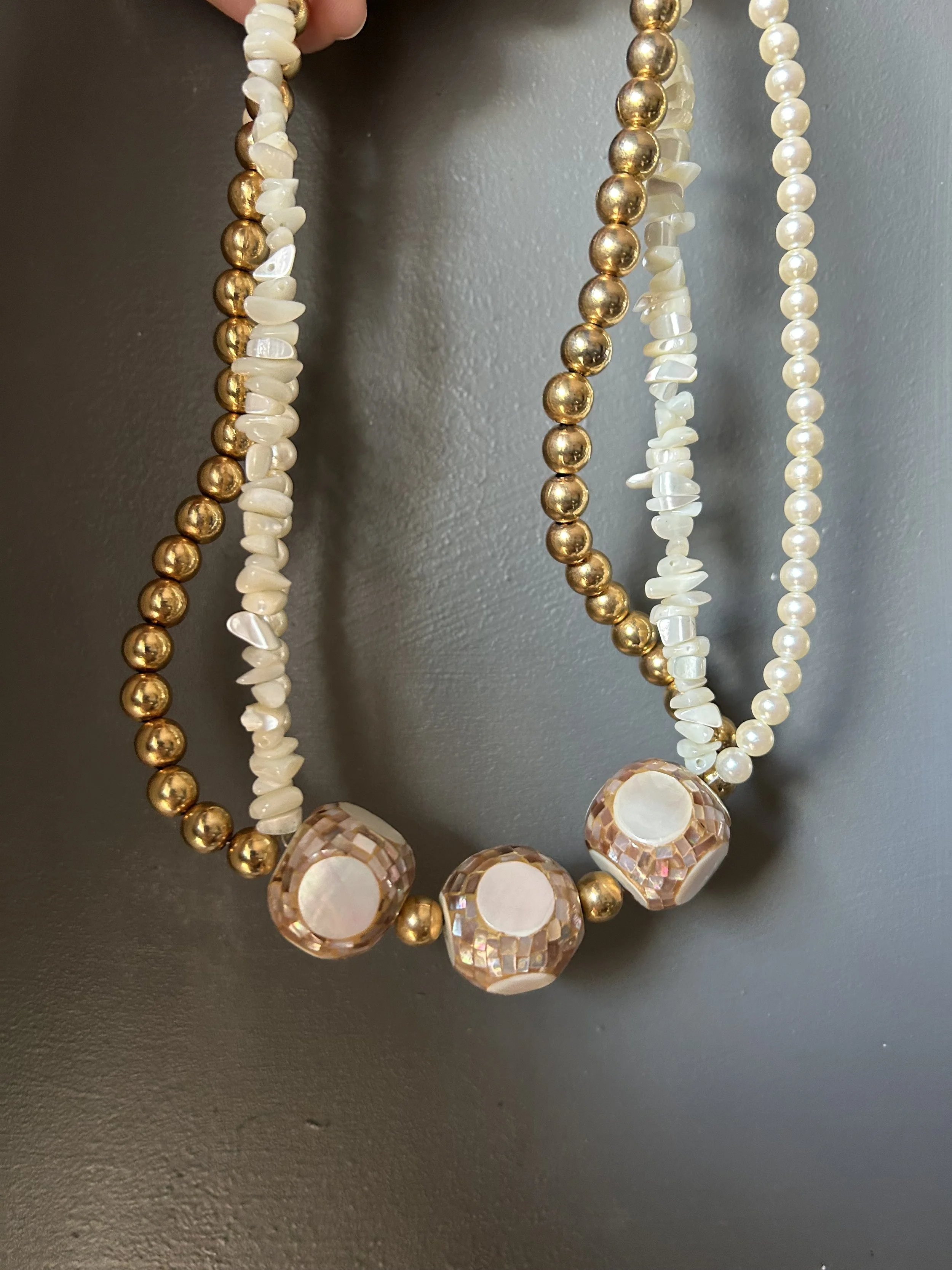 Vintage Chunky Pearl and Gold Necklace