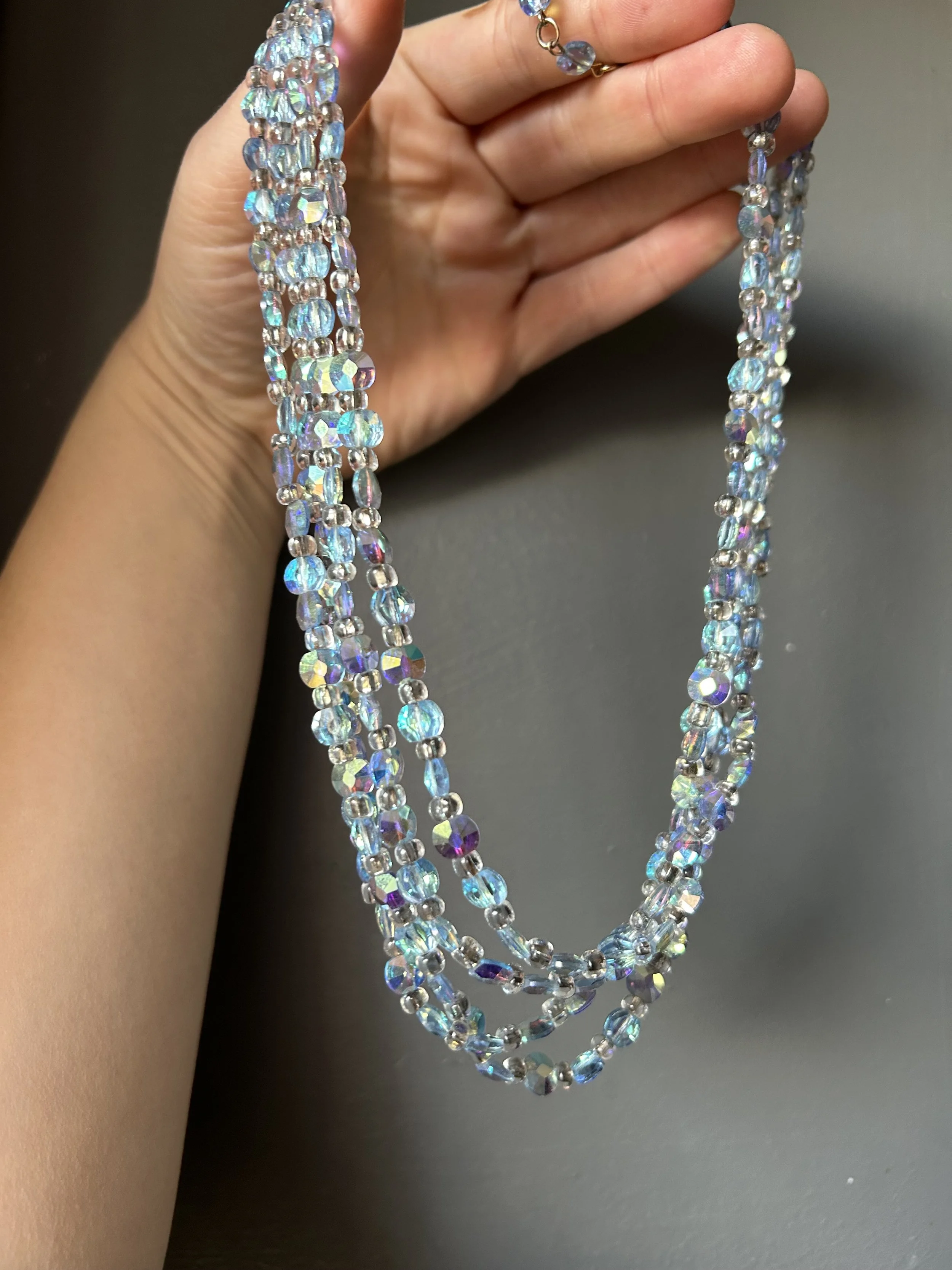 Vintage beaded Layered Blue Short Necklace