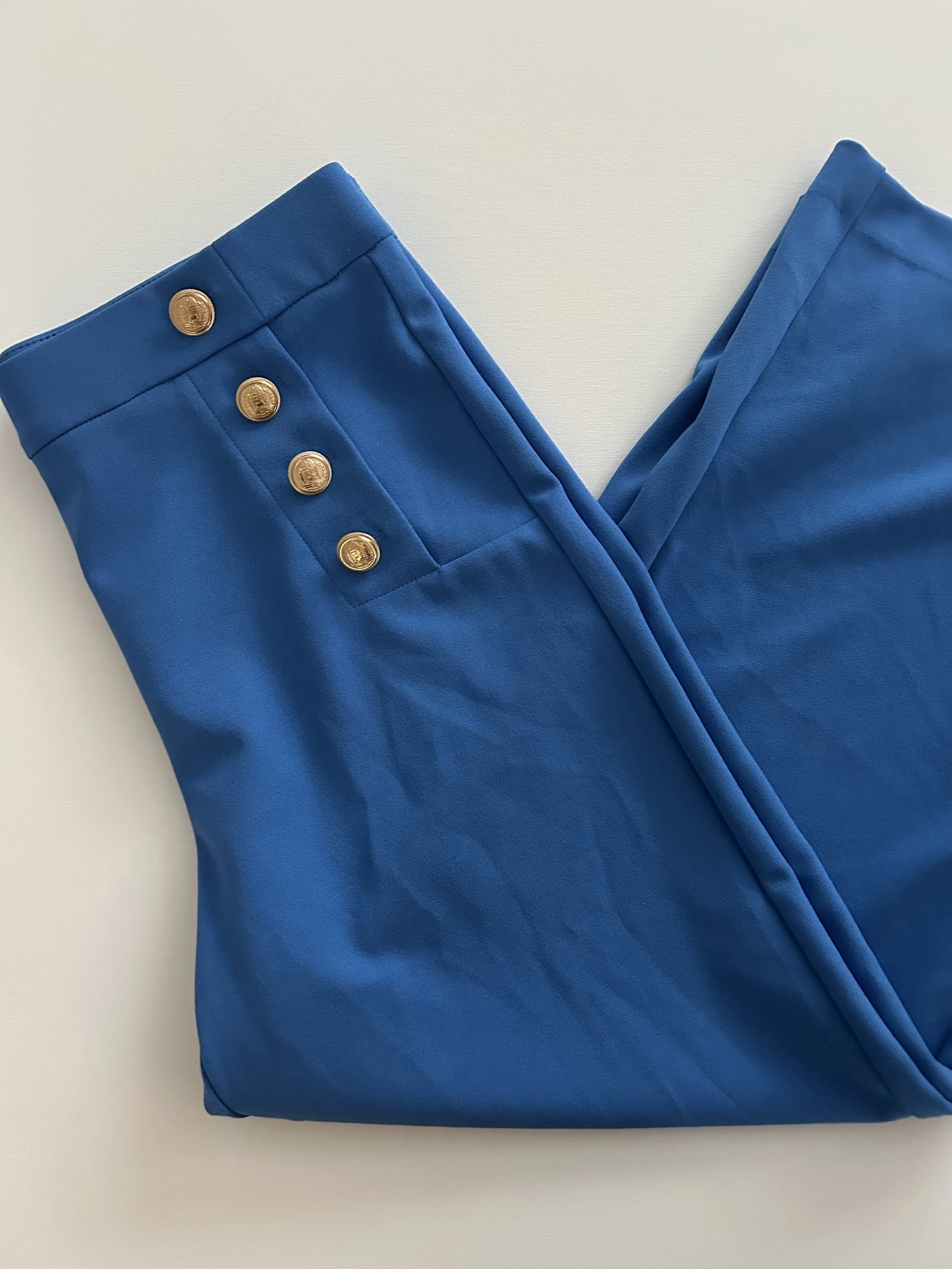 Blue Slacks Gold buttons