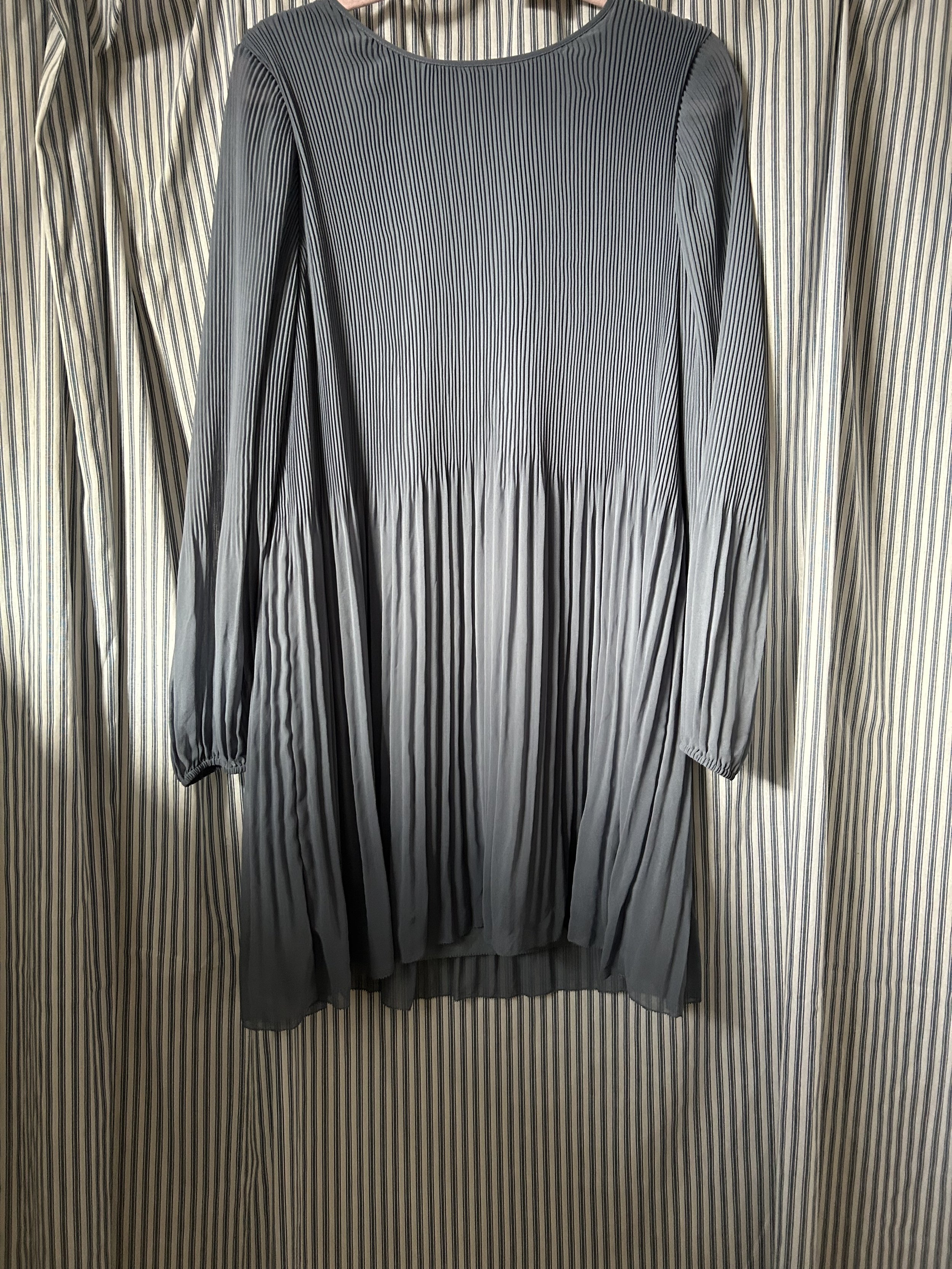 Light Blue Pleated Long Sleeve Dress