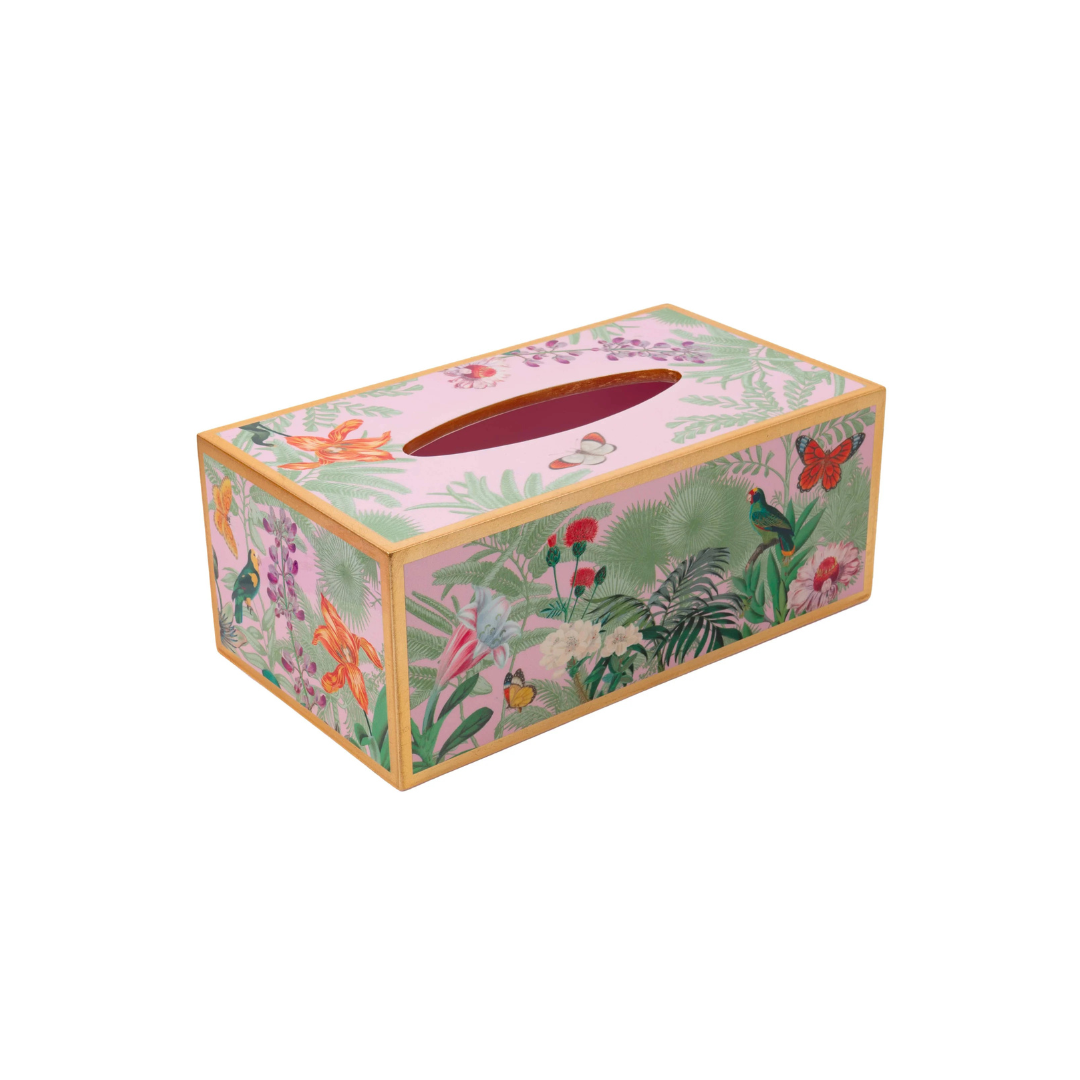 Paradise Garden Rectangular Lacquer Tissue Box Cover