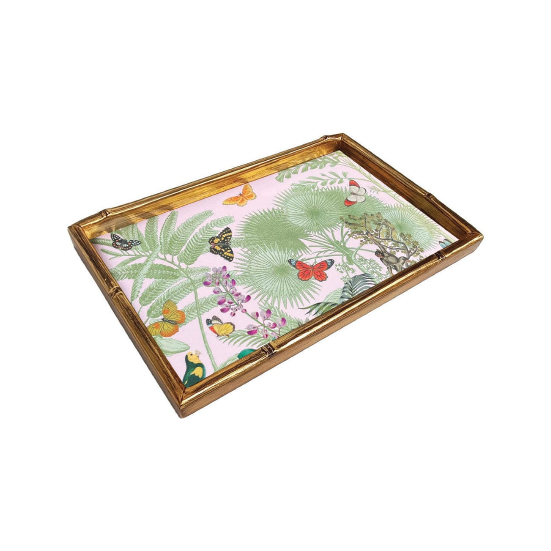 Paradise Garden Bamboo Edge Lacquer Vanity Tray