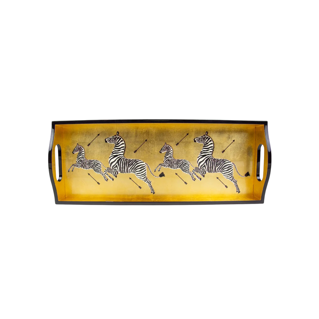 Zebras Gold Lacquer Bar Tray-20X8