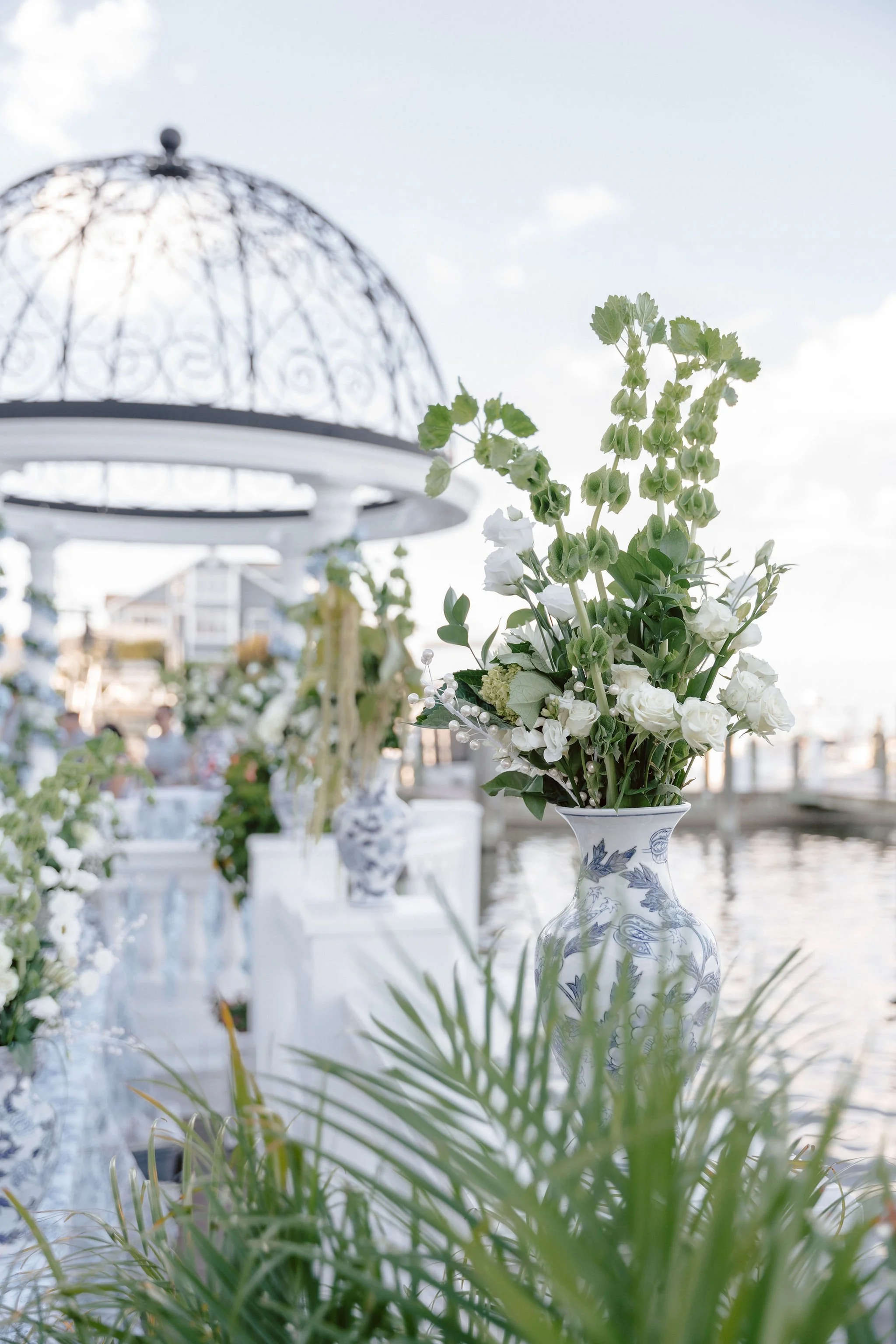 Floral and greenery details by the Wedding Dome and Marina. 