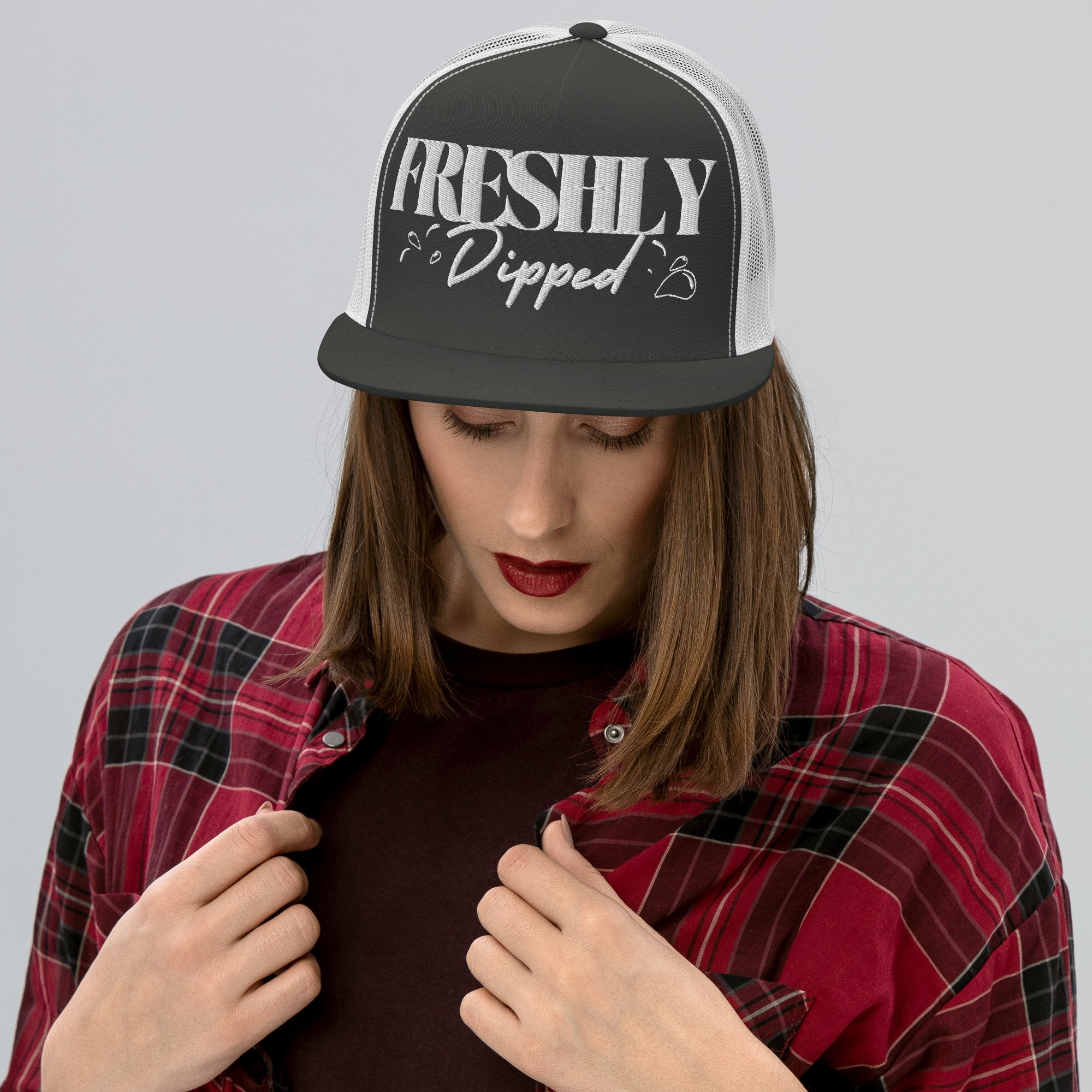 5-panel-trucker-cap-charcoal-white-front-66838c8743fbd.jpg