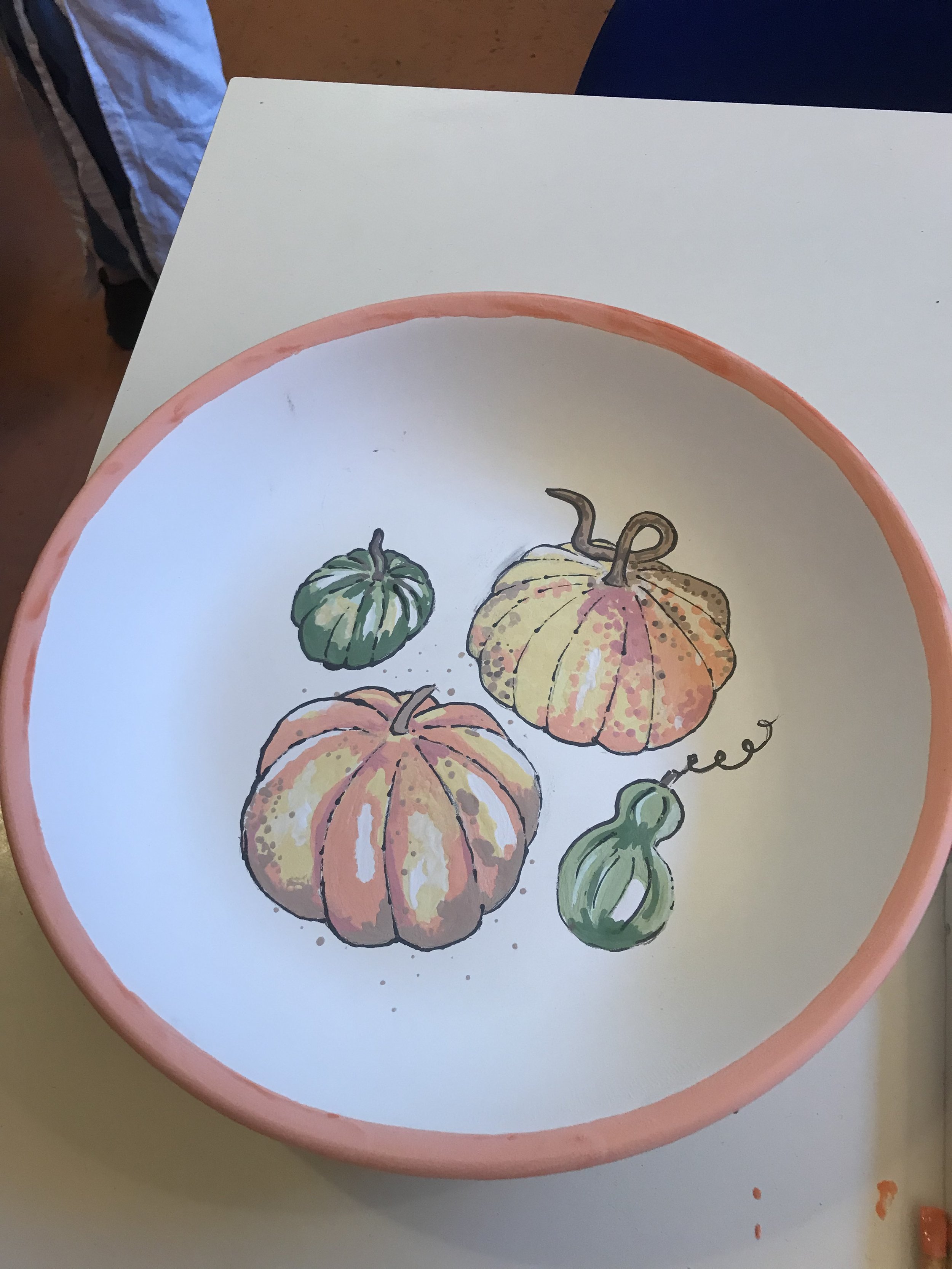 pumpkin, bowl, pumpkin bowl, ceramics, handpainted, paint, pottery, autumn