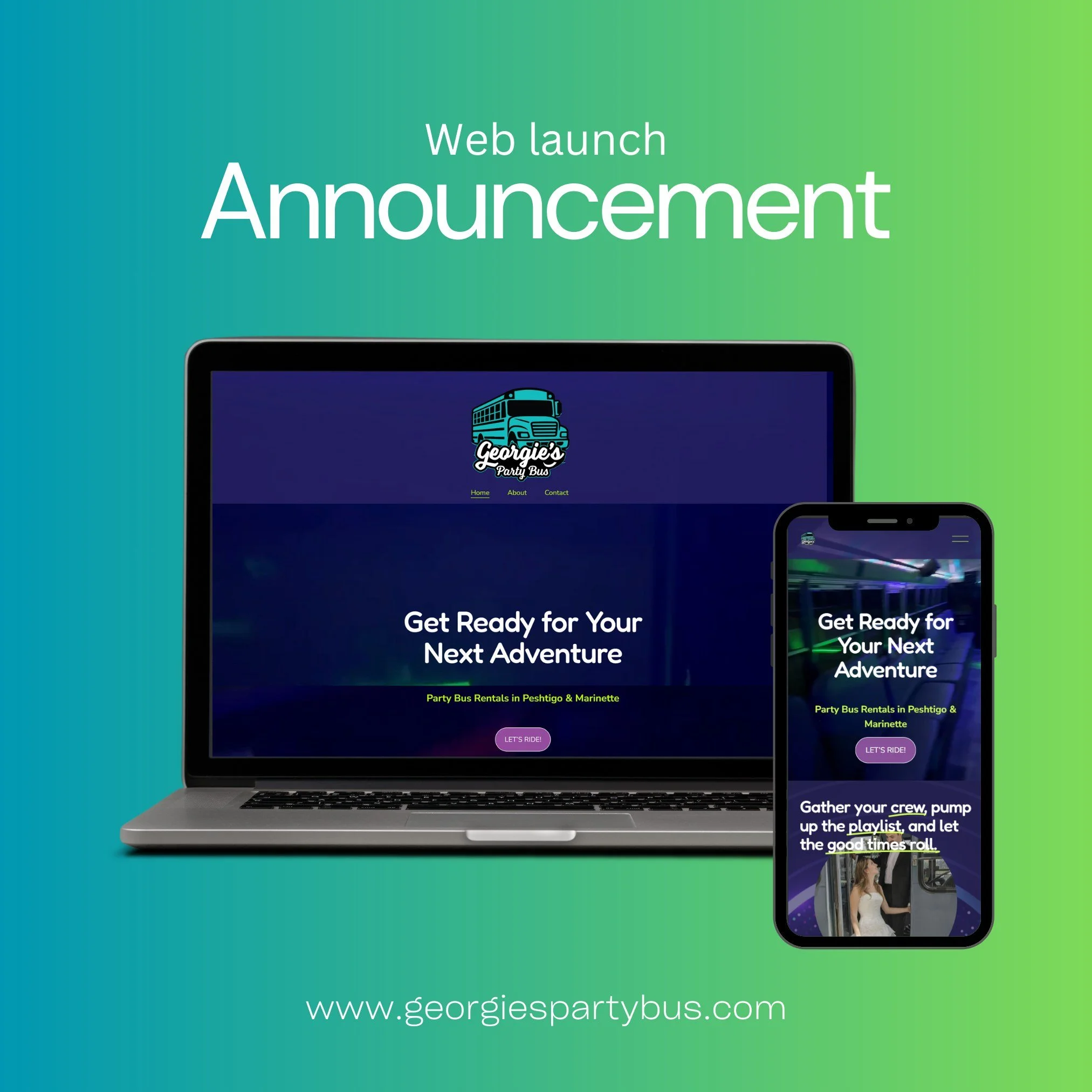 I&rsquo;m so excited to finally share Georgie&rsquo;s Party Bus new website!
https://www.georgiespartybus.com/

When I first met the couple behind Georgie&rsquo;s Party Bus, I was honestly blown away by how genuinely kind, giving, and community-focus