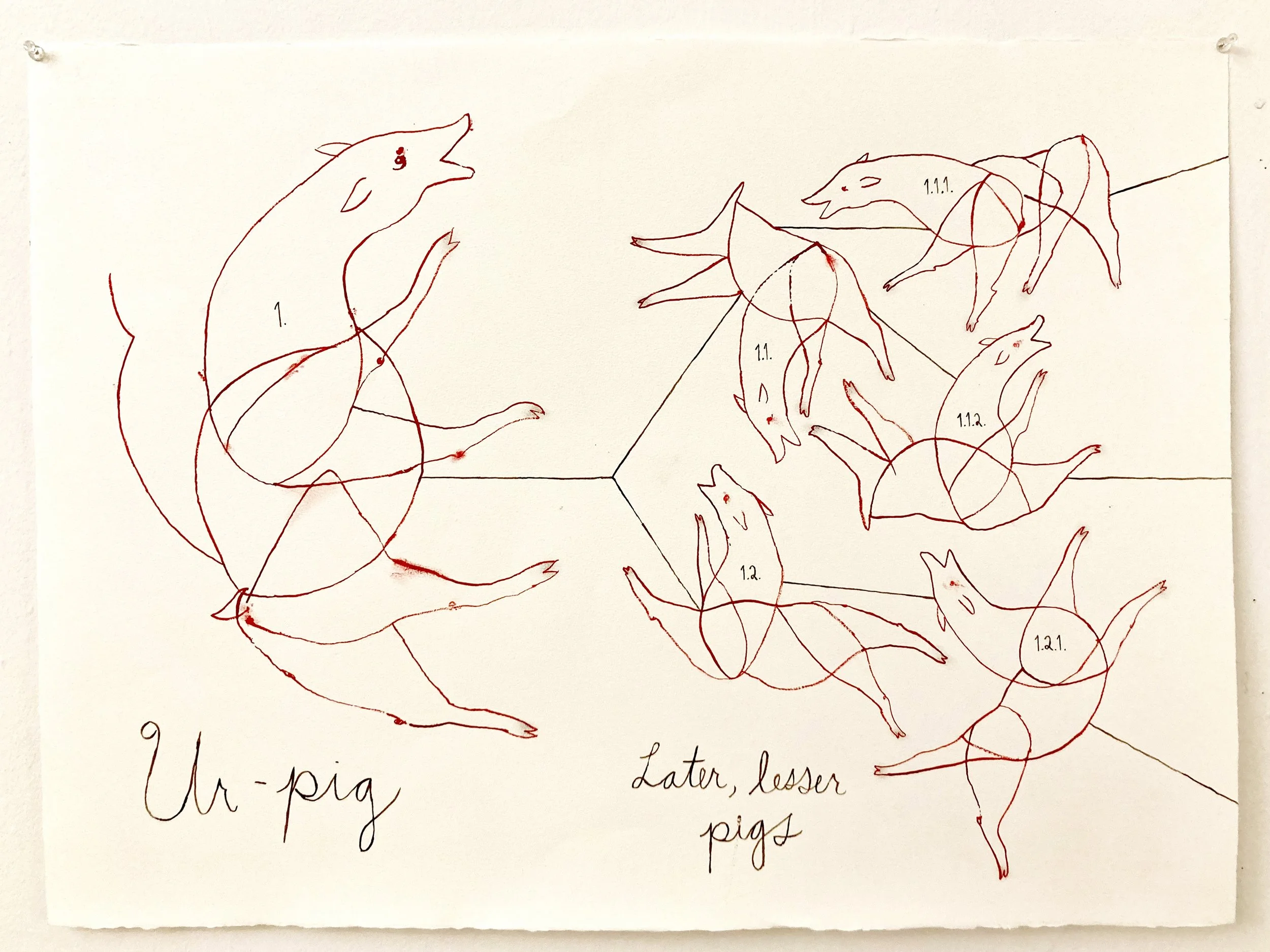 Ur-pig…, 2024, ink and graphite on paper, 22 x 30 in.