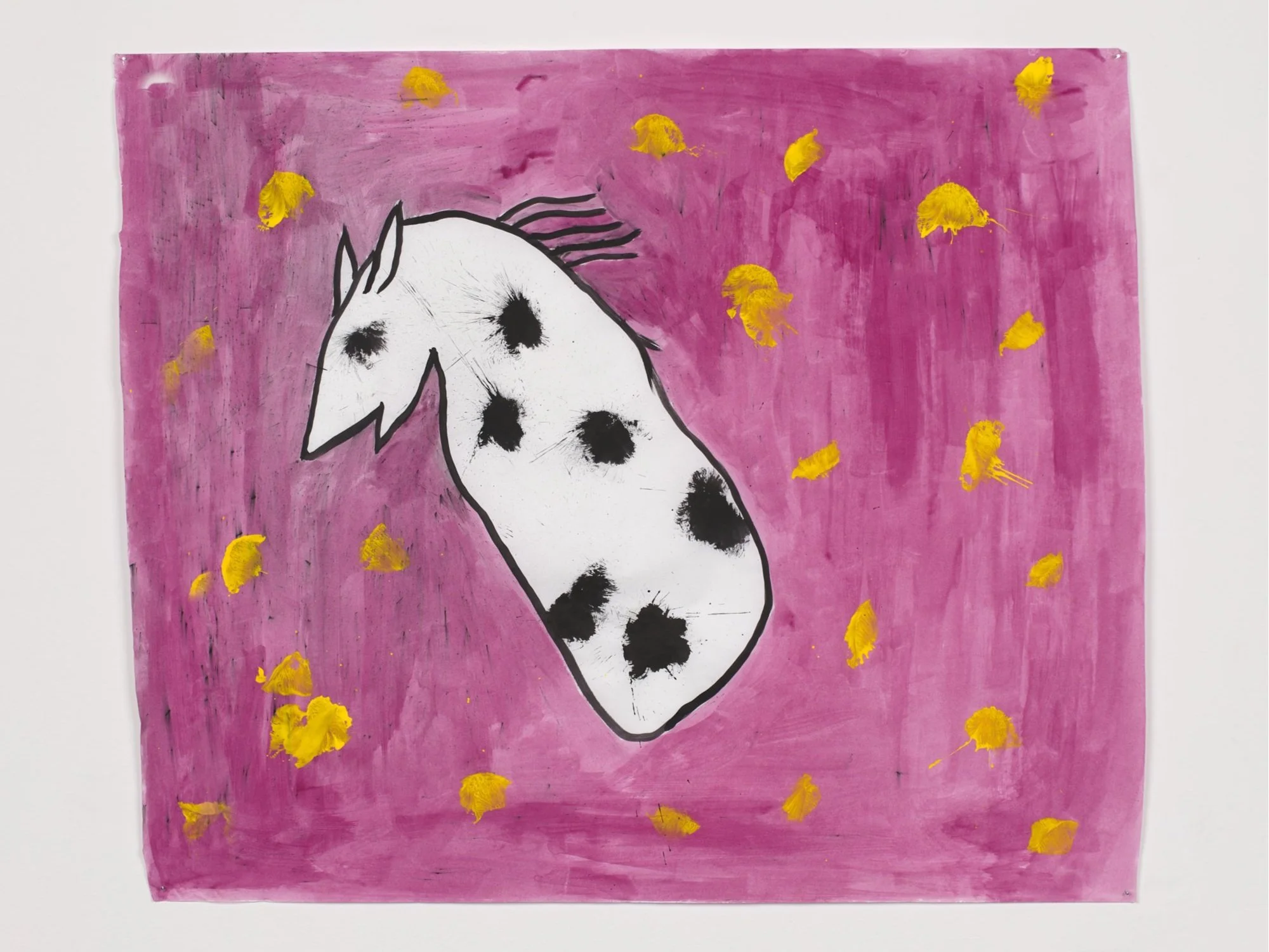 Horse Head and Stars, 2022, ink and acrylic on vellum, 30 x 35 in.