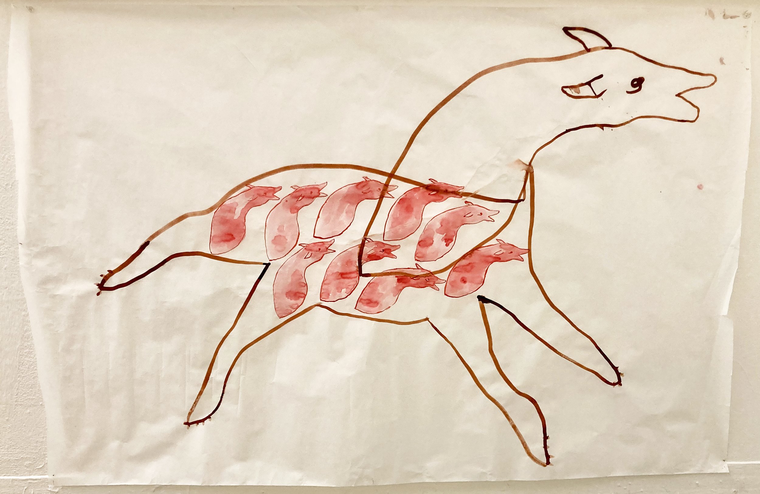 Carrier, 2023, ink and watercolor on vellum, 36 x 54.5 in.