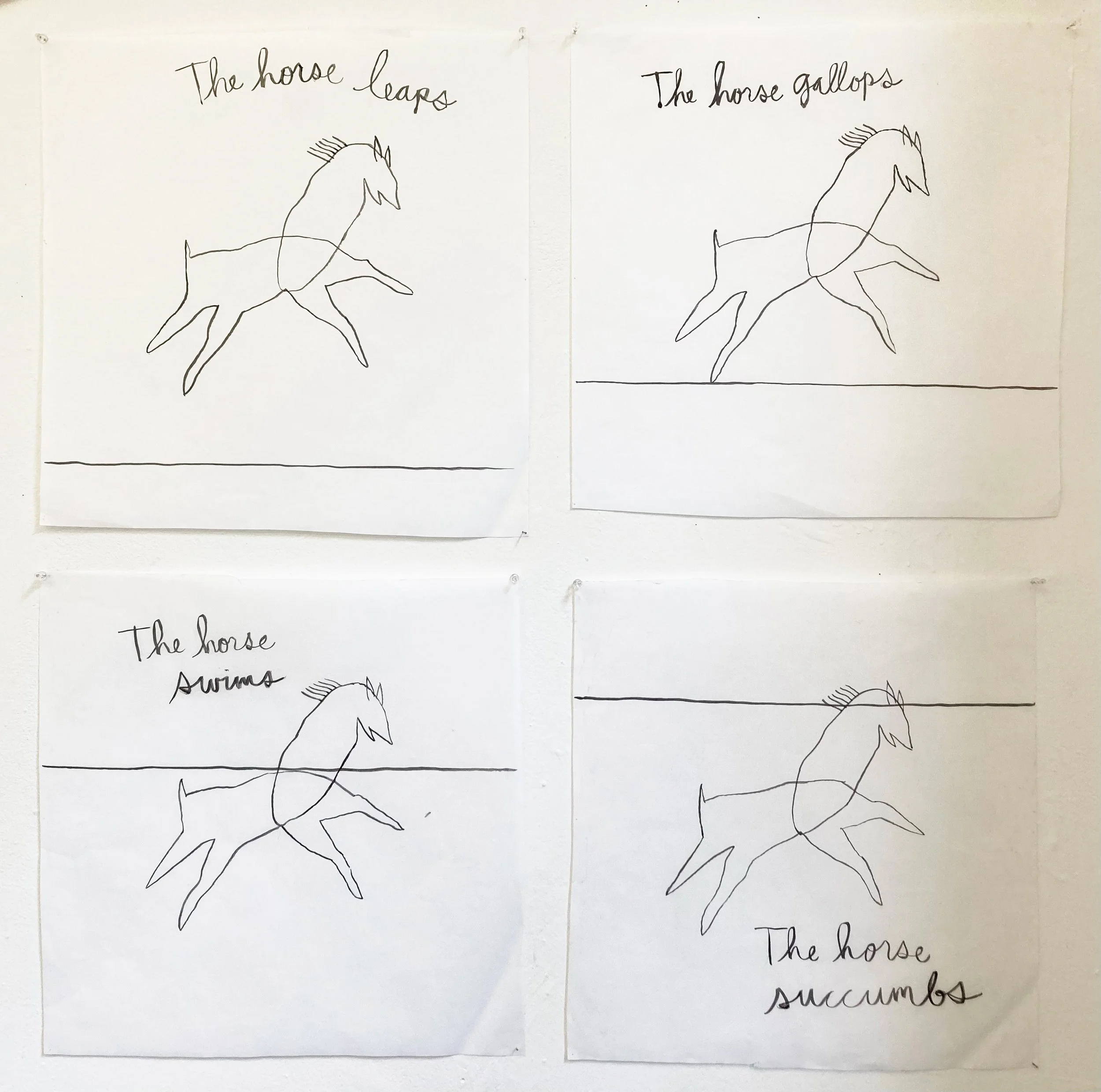 Quadriptych #2, 2023, ink on vellum, 18 x 18 in. each.