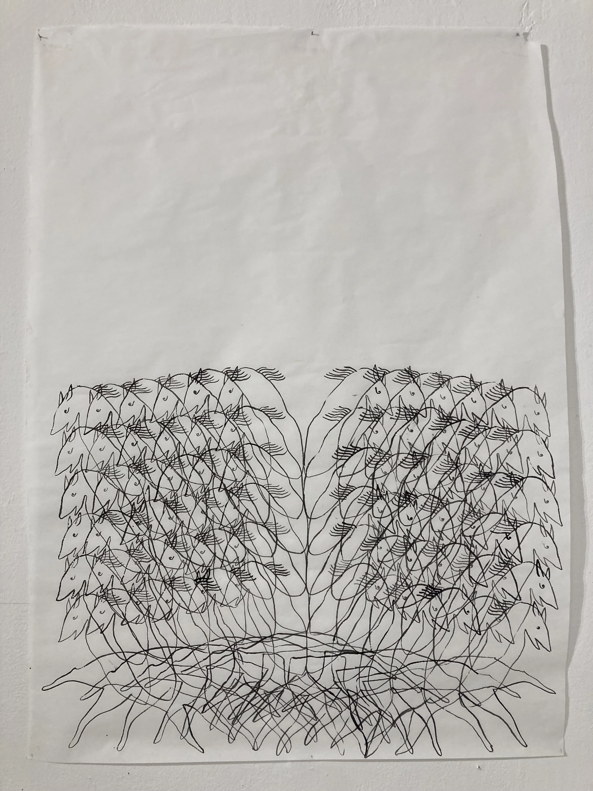 Untitled, 2023, ink on vellum, 35.5 x 26.5 in.
