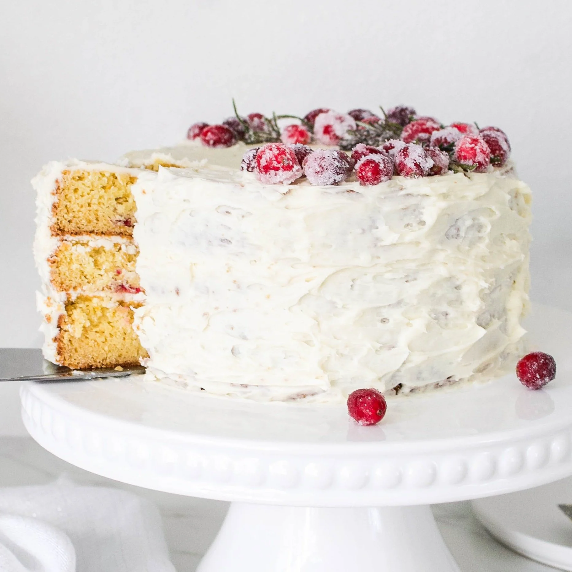 Gluten-Free White Chocolate Buttercream Cranberry Cake