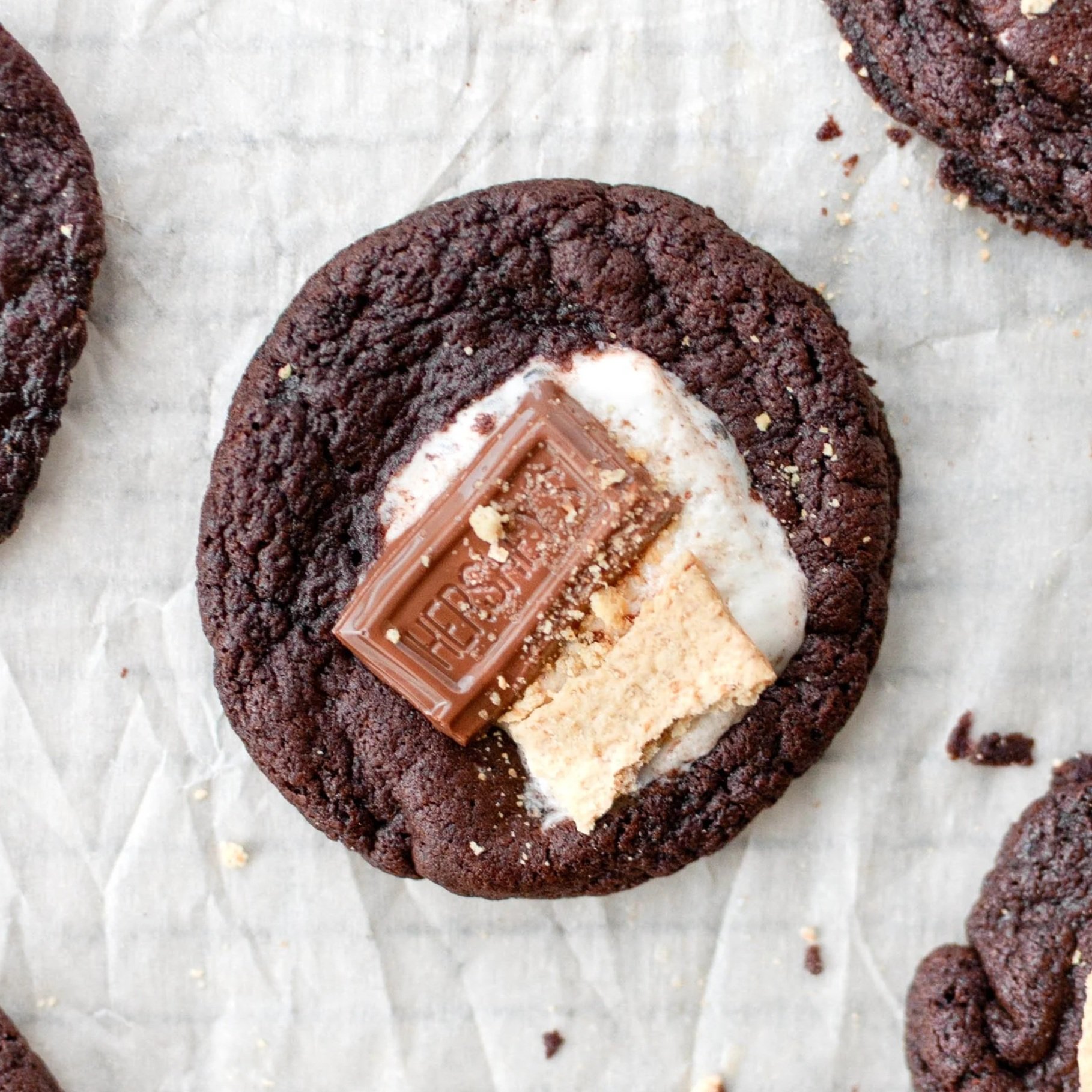 Fudgy Chocolate S’mores Cookies