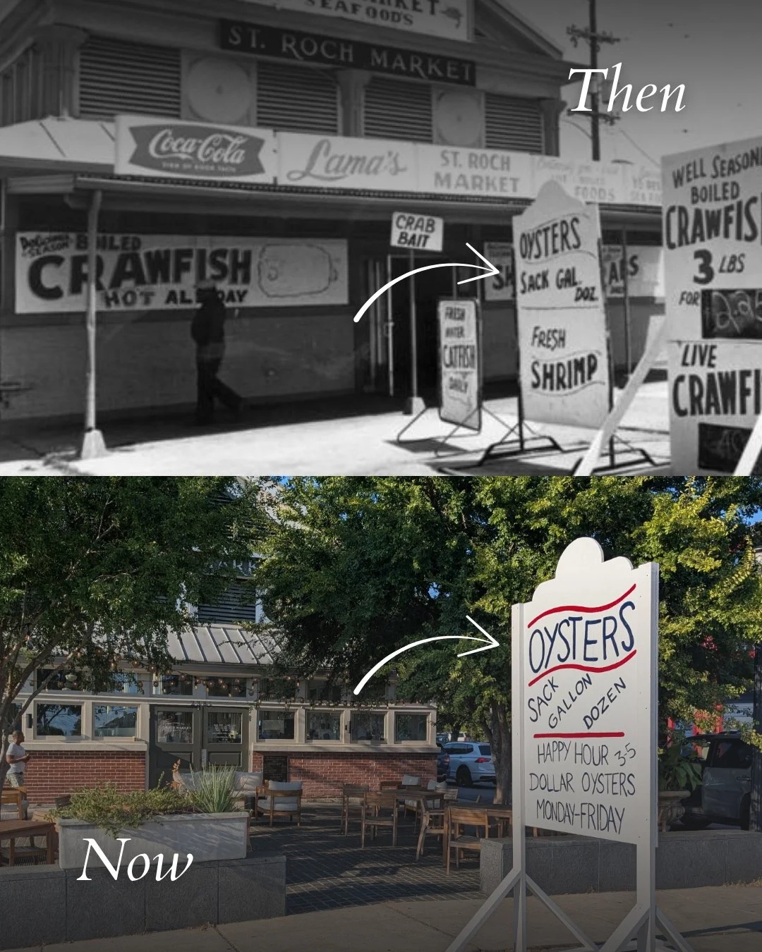 Some things never change, like the love of fresh oysters! 

🦪 $1 oysters, Monday-Friday, 3-5pm! 🦪

Thanks to @eregulararts for bringing the old sign to life in a new way. 

 #strochmarket #neworleans #nola #oysters #neworleansfood