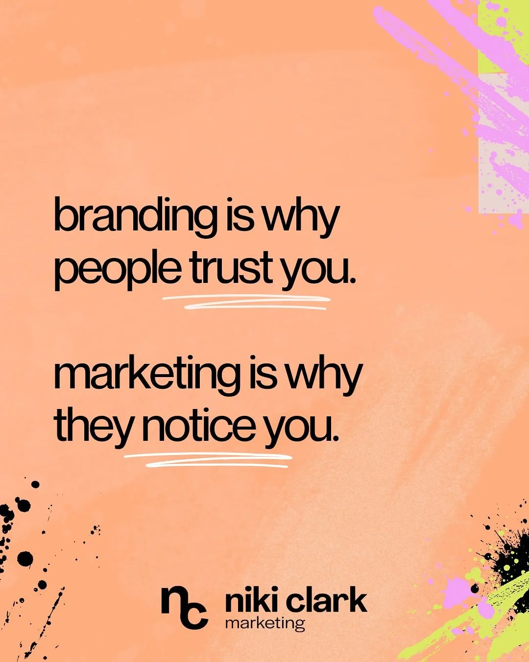 Branding vs. Marketing?
Forget the rivalry. Branding and marketing are on the same team. 

Your brand is who you are 👉 your values, your personality, the reputation you&rsquo;ve built.
Your marketing is how people discover it 👉 your voice, your mes