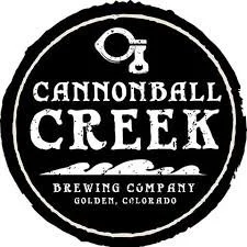 Logo of Cannonball Creek Brewing Company in Golden, Colorado featuring a stylized fishing hook and water waves.