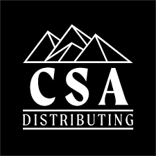 Logo with a mountain range above the letters 'CSA' and the word 'Distributing' underneath.