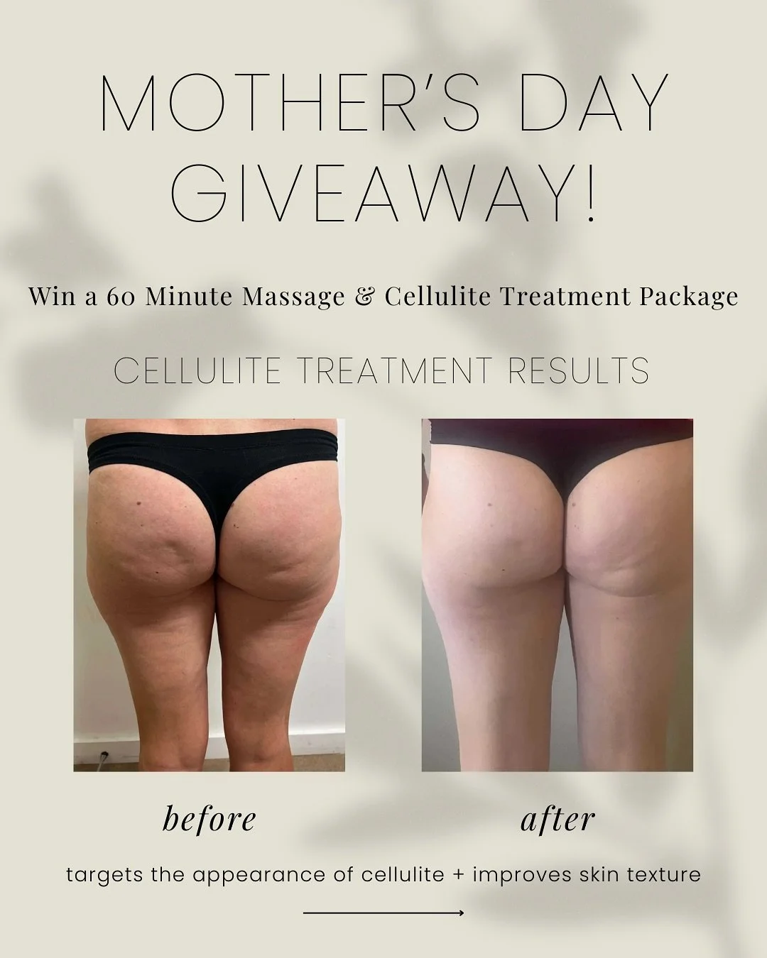 MOTHER&rsquo;S DAY GIVEAWAY 🌸

We&rsquo;re giving one lucky winner a 60 minute massage + cellulite treatment package at Oasis Med Spa because every mom deserves a little self care.

How to enter:
&bull; Follow us
&bull; Tag 3 friends in the comments