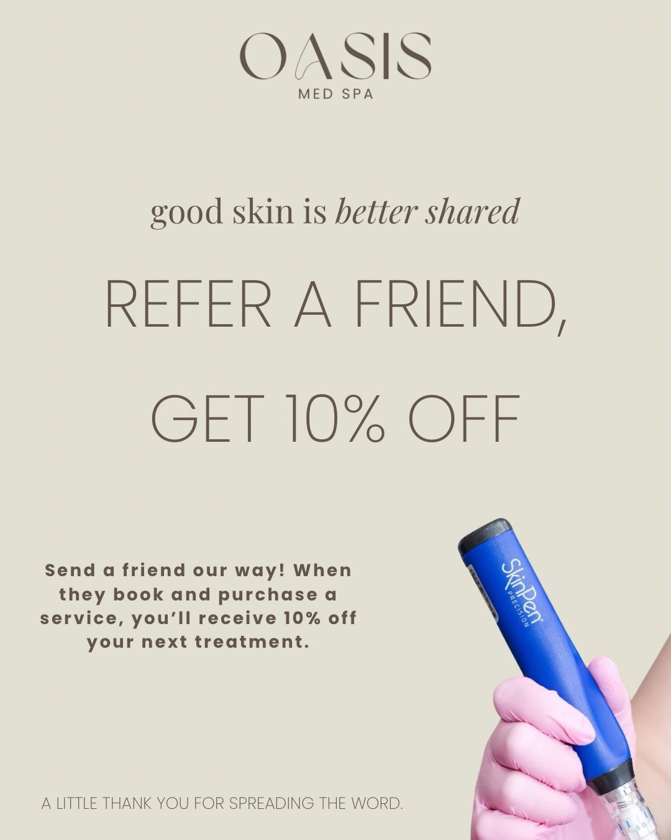 Good treatments are meant to be shared. 🤍

Love your results? Send your bestie our way! When they purchase a service, you&rsquo;ll get 10% off your next treatment as our little thank you.

Just make sure they mention your name when booking!

#dfwmed