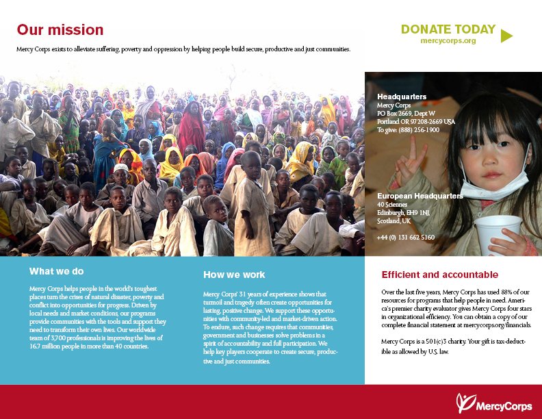 Brochure for MercyCorps