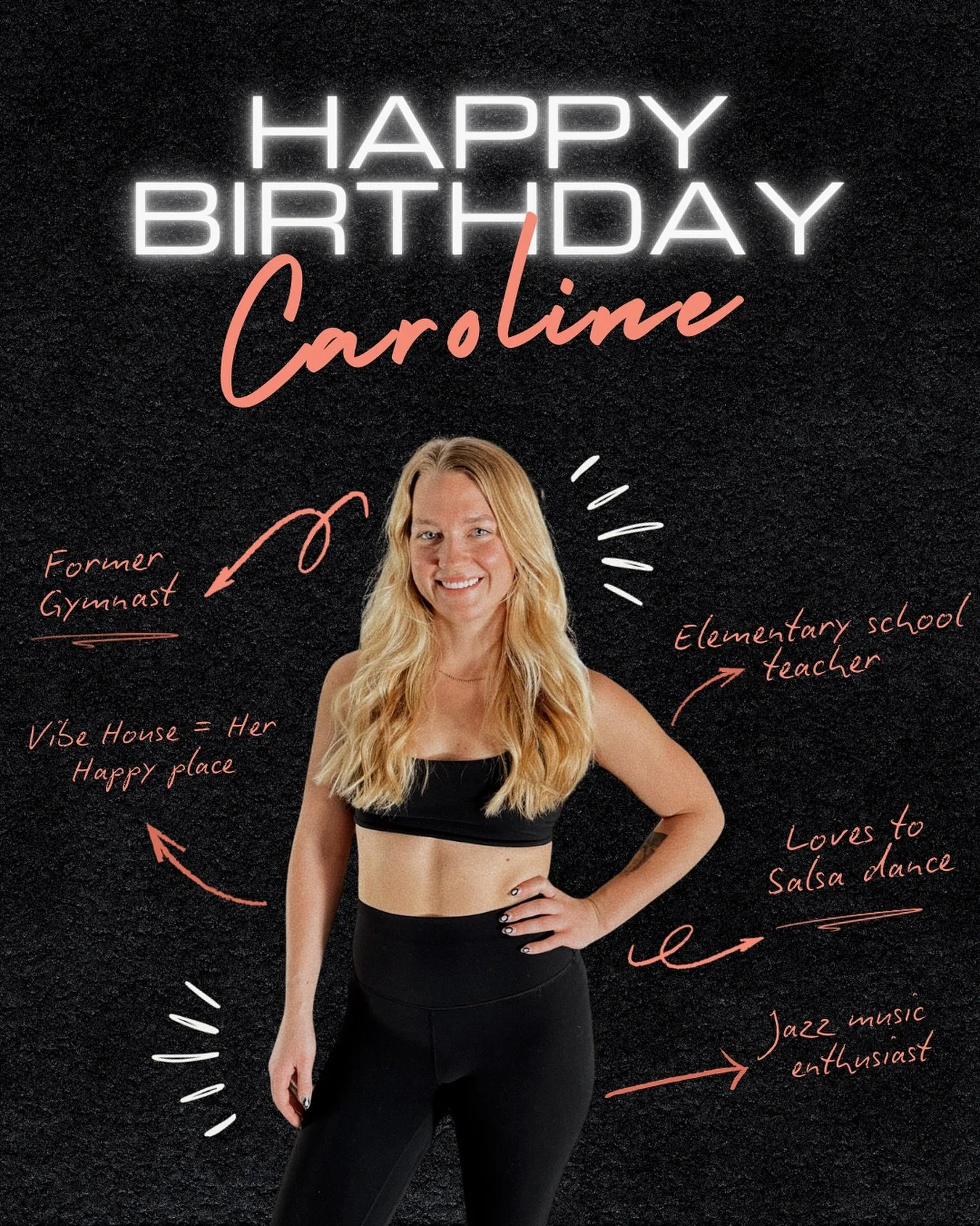 ✨ HAPPY BIRTHDAY CAROLINE! ✨

Help us shower our girl Caroline with all the love today! 💖
She brings the HEAT, the heart, and the biggest smiles to VIBE HOUSE, and we are SO lucky to have her in our fam.
From sunrise classes to late-night vibes, she