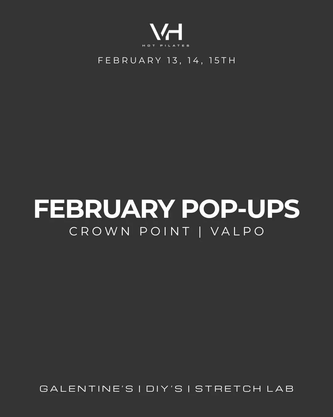 FEBRUARY POP-UPS ARE HERE 💕✨

We&rsquo;re leaning all the way into connection, community, and feel-good moments this month. Here&rsquo;s what&rsquo;s on deck:

💘 Feb 13 &mdash; Vibe With Your Valentine
Friday at 4:30pm in CP + Valpo
Bring your love