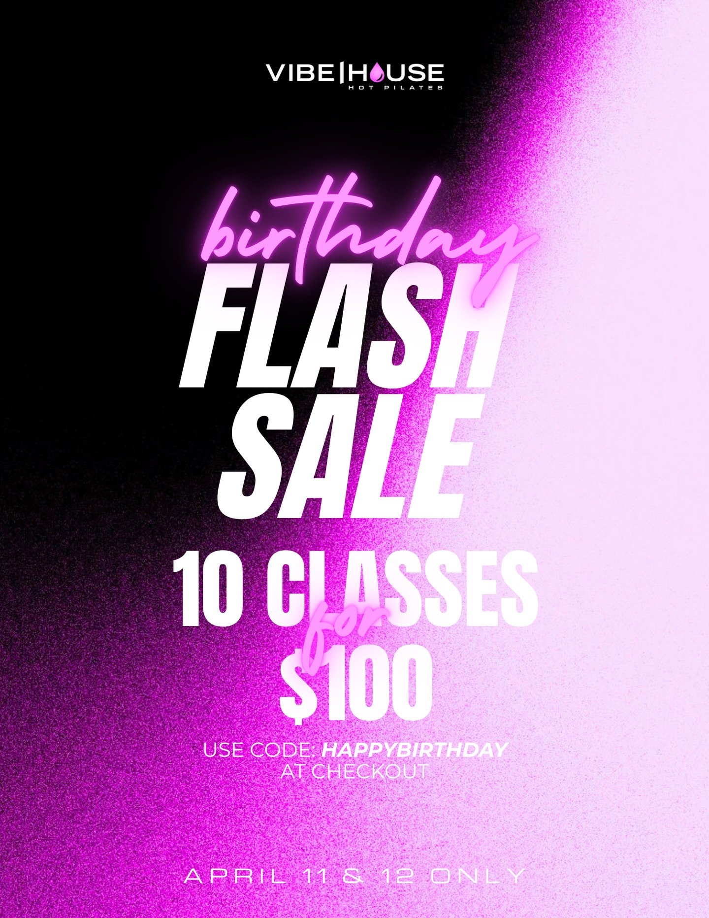3 YEARS OF VIBE ⚡️

We had to bring it back&hellip; just for a moment.

FLASHBACK SALE
10 classes for $100 use promo code: HAPPYBIRTHDAY on the Vibe House app!✨

The energy. The heat. The room that built it all.
If you&rsquo;ve been waiting &mdash; t