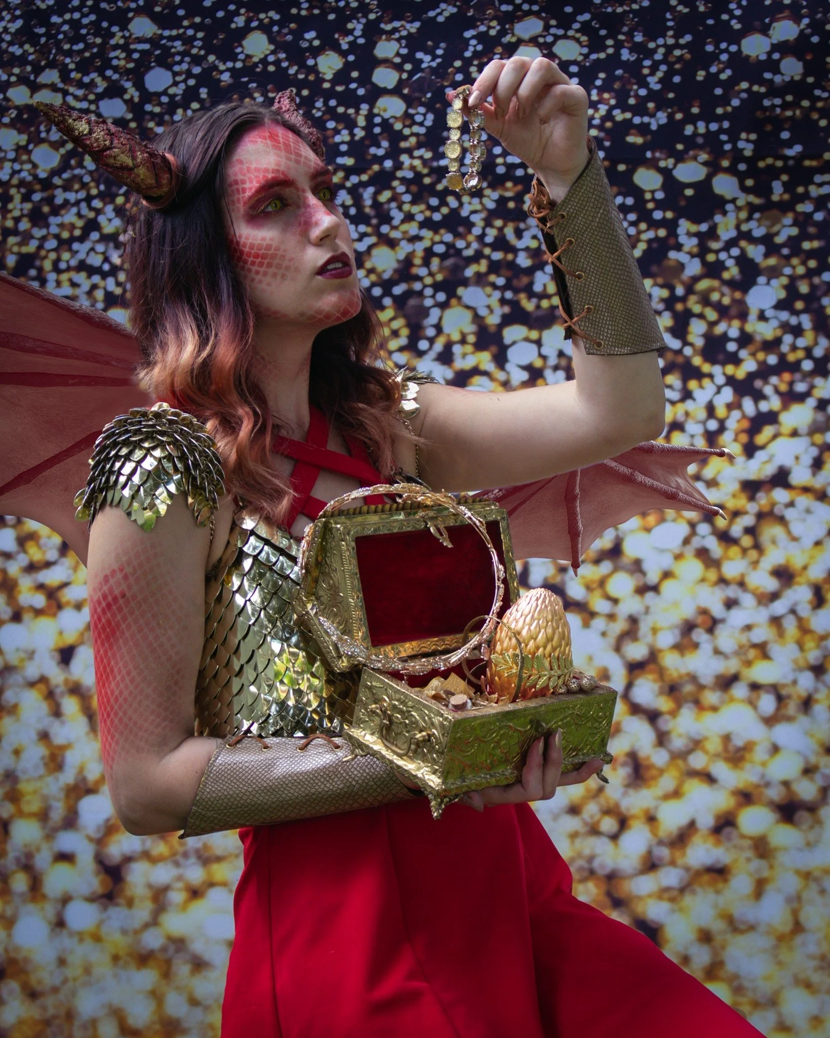 &quot;They shall see me and remember who is the real king under the mountain.&quot; &mdash; Smaug

It's been a goal of mine to create humanoid dragon cosplays so when @alyb_cosplays proposed this collaboration idea, it was an easy choice.

This was s