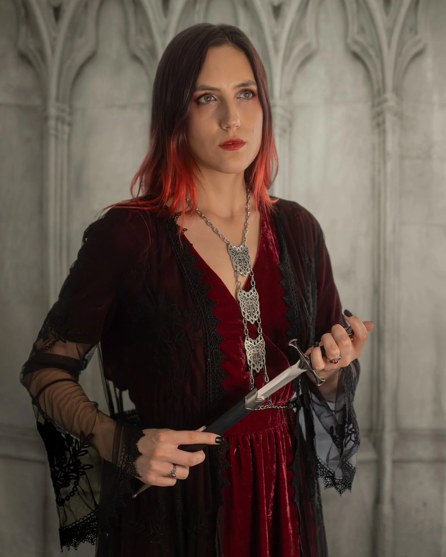 This vampiric cult leader is just as ready to stare daggers as they are to use them. 🗡

Loved getting to show off this incredible body chain by @victoria.griffinsong! It's so sturdy &mdash; some chain jewelry feels like it might fall apart at the sl