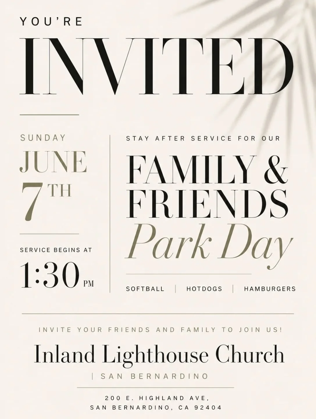 It's time to strengthen our families and friendships.
Sunday 1:30PM - join us for service followed by fun at the park.