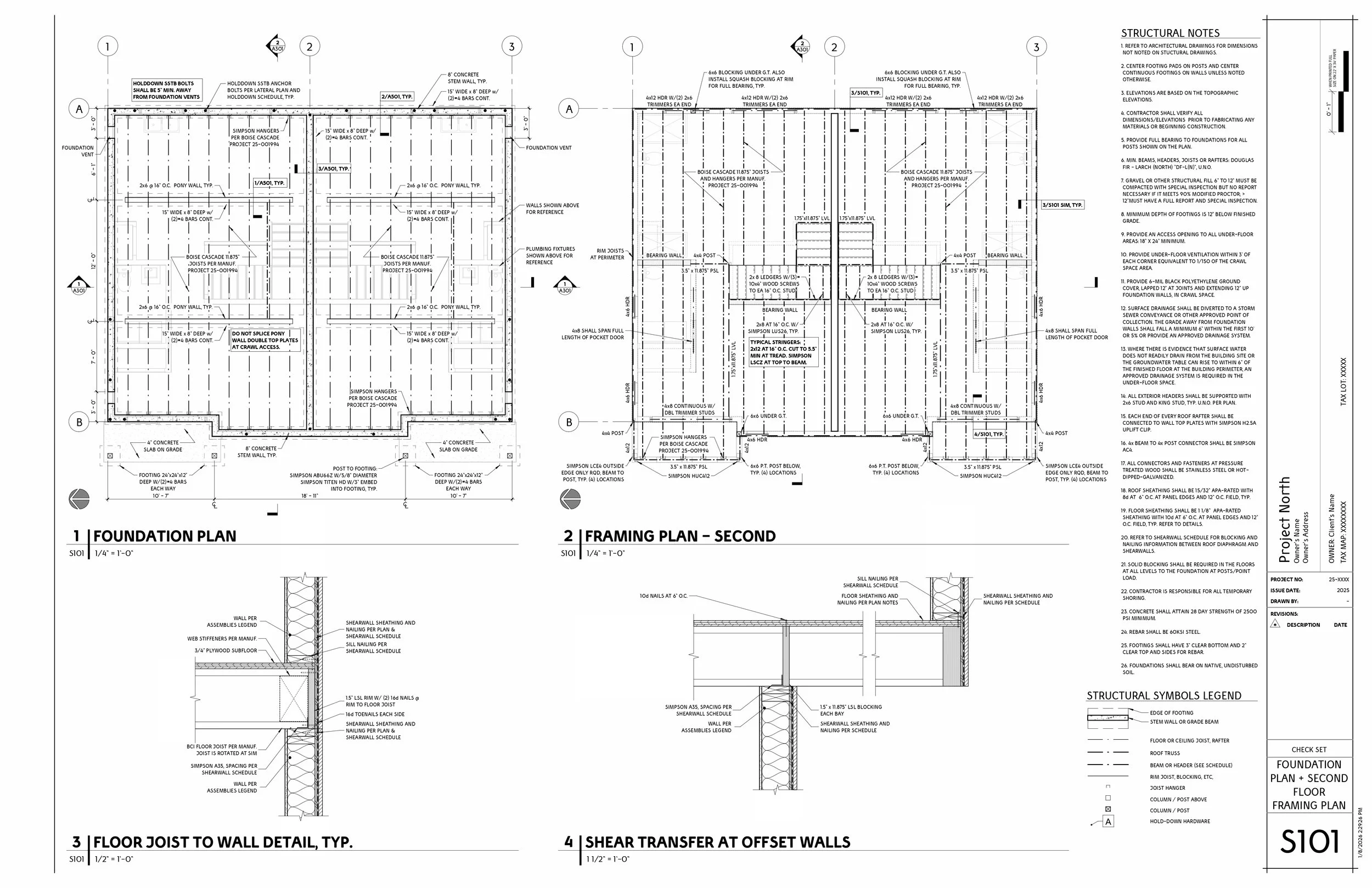 FOUNDATION PLANS + FRAMING PLANS