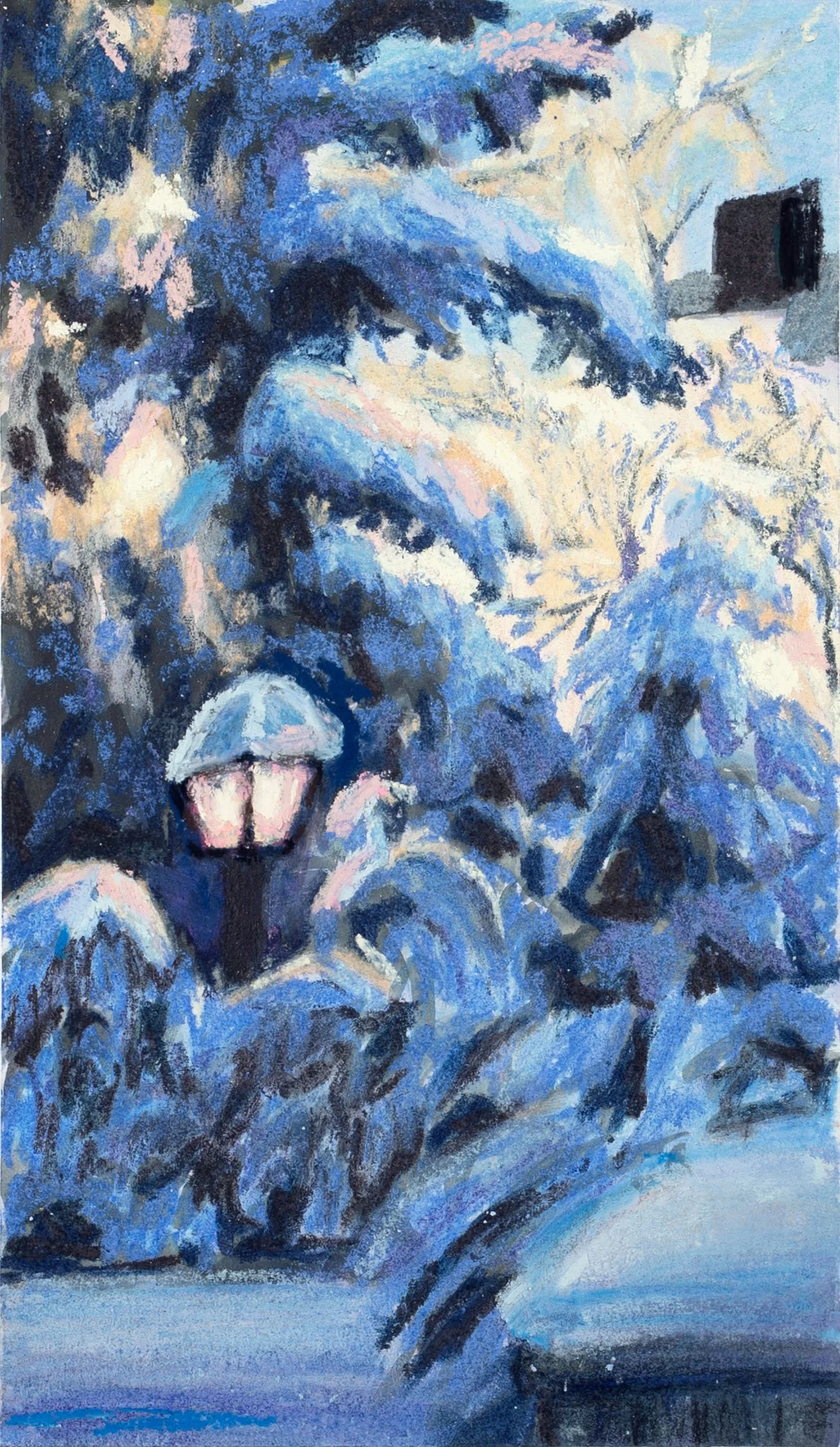 glowing snow, gouache & soft pastel on paper