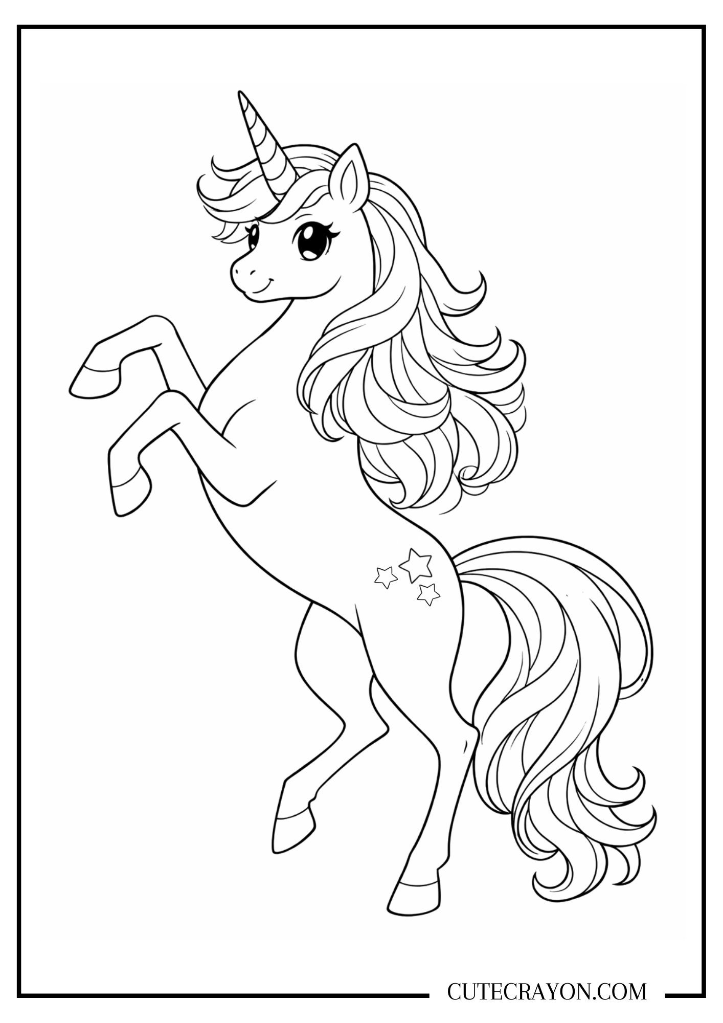 Beautiful unicorn coloring page with handsome unicorn free printable PDF