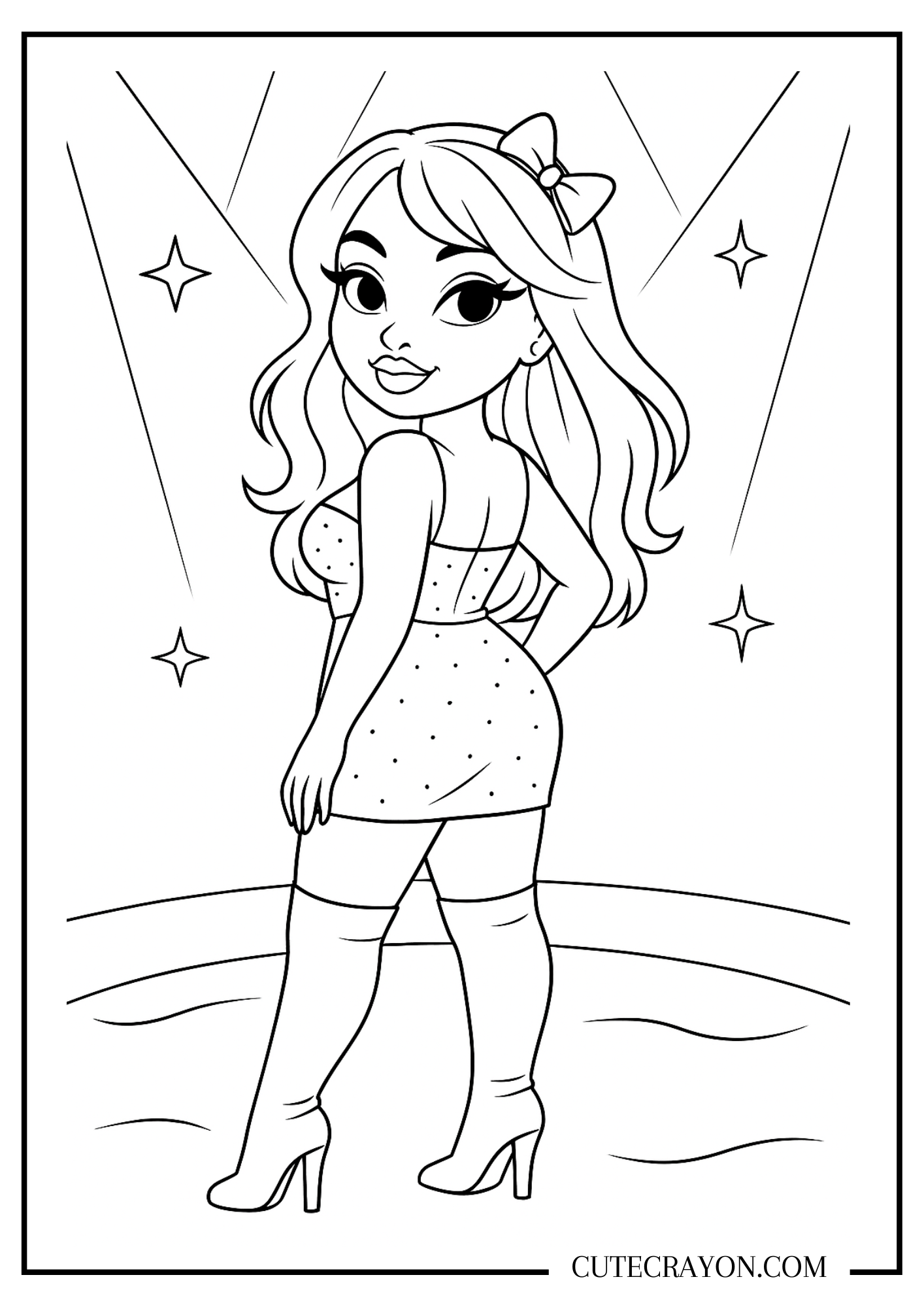 Glamorous baddie coloring sheet