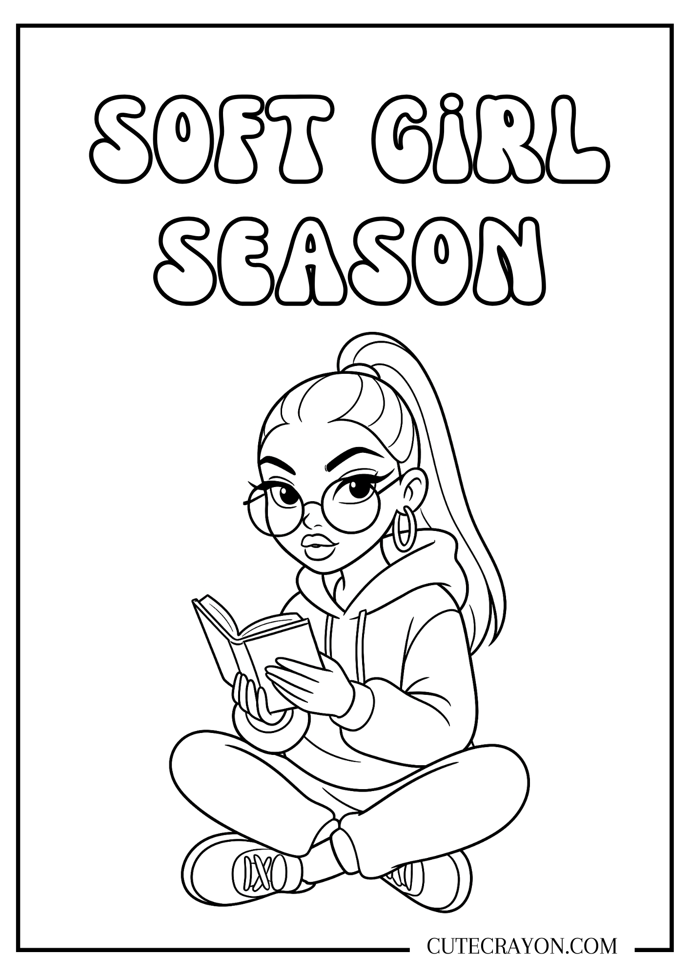 soft girl baddie coloring page