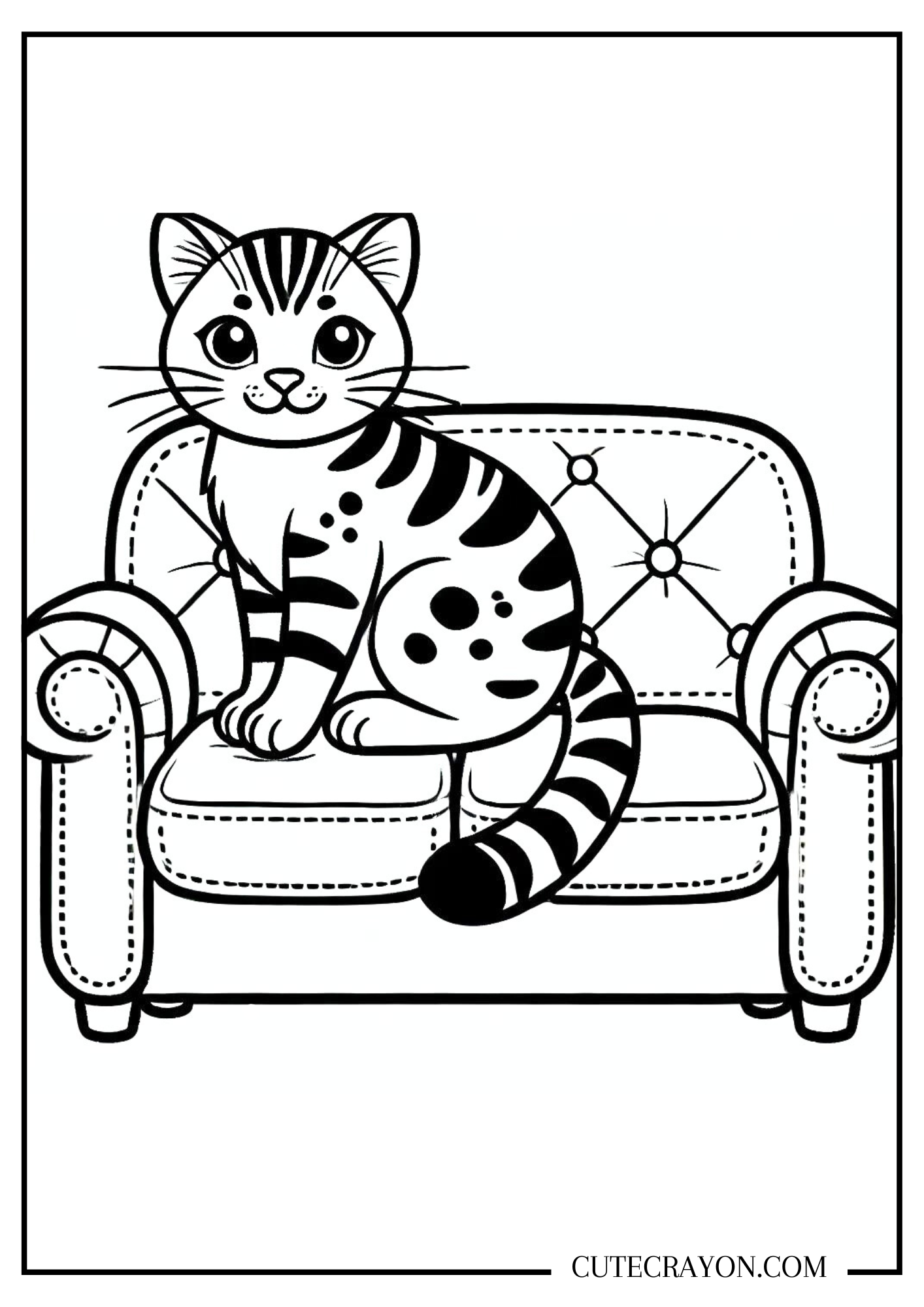 Bengal cat on couch coloring pages