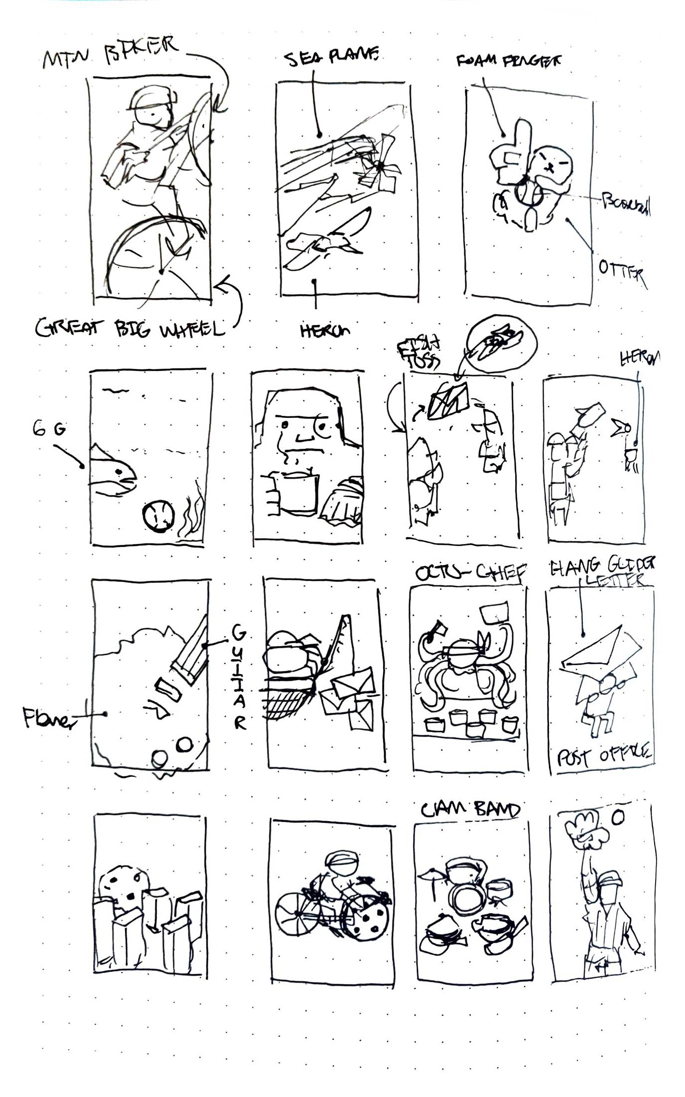 Idea drafts for incorporating and combining Seattle elements together.
