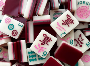 Assorted Mahjong tiles with colorful designs