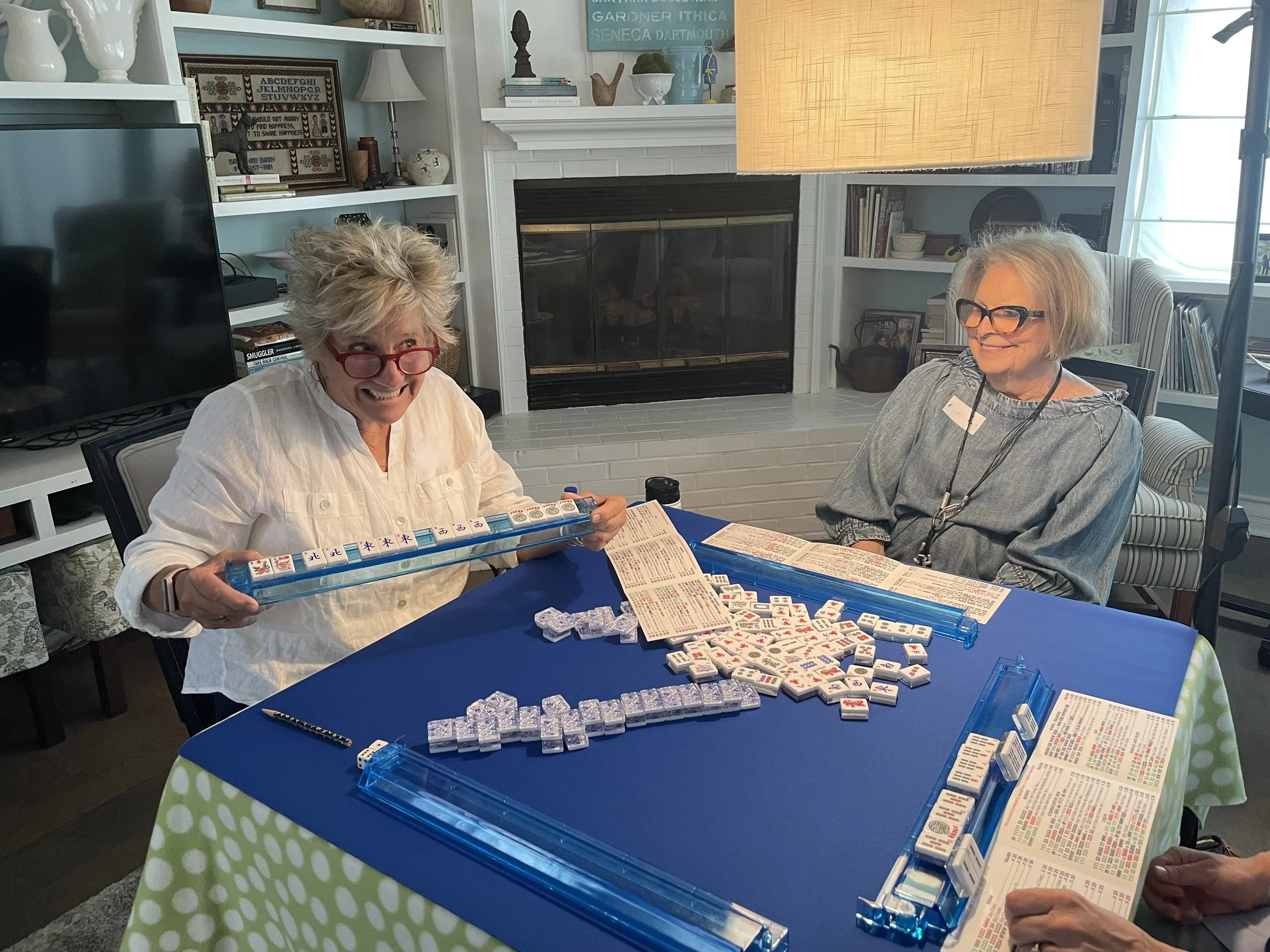 Beginner American Mahjong Scripps Ranch, San Diego students learning to play Mahjong.
