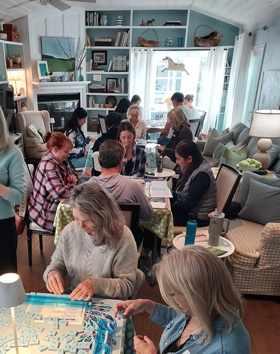 BAM! Beginners American Mahjong students learning strategy and playing together in San Diego